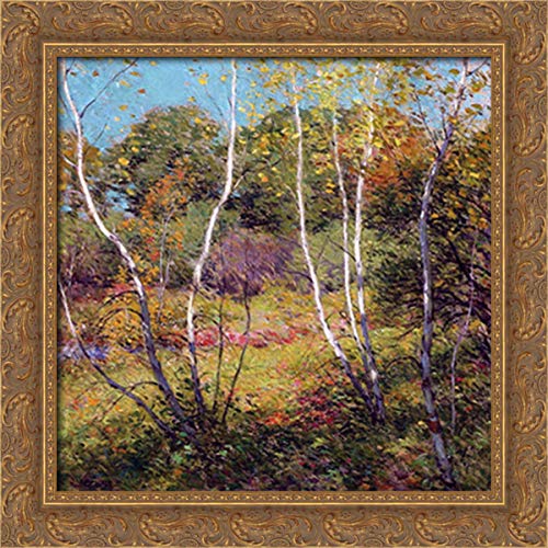 20x20 Gold Ornate Wood Framed Canvas Art - Willard Metcalf Painting - Summer Landscape Wall Decor for Living Room, Bedroom & Office