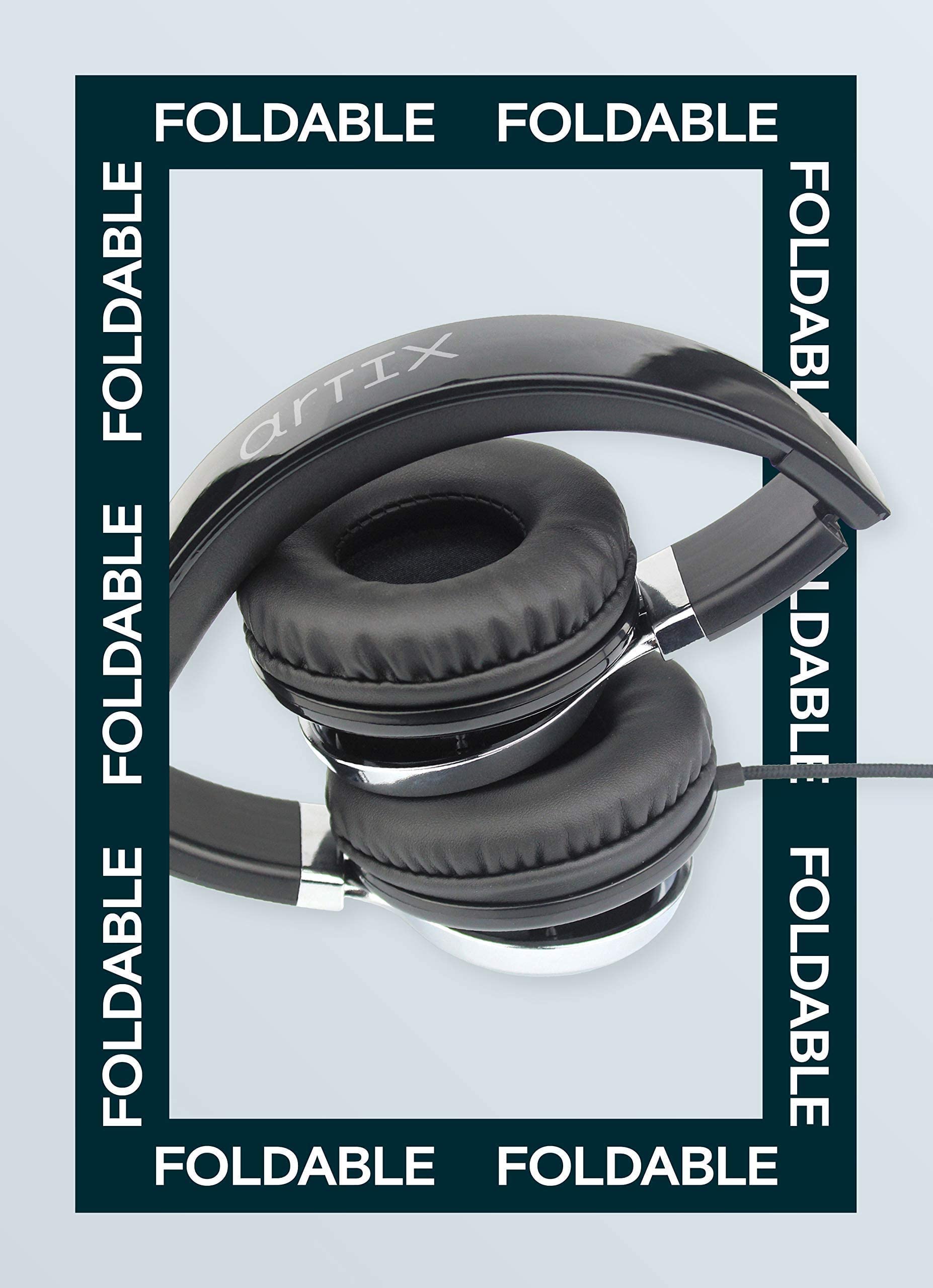 ARTIX CL750 Foldable Noise Isolating On-Ear Headphones with Microphone & Kidrox Tiger-Ear Kids Headphones for Boys and Girls - Perfect for Travel, School, and Gaming