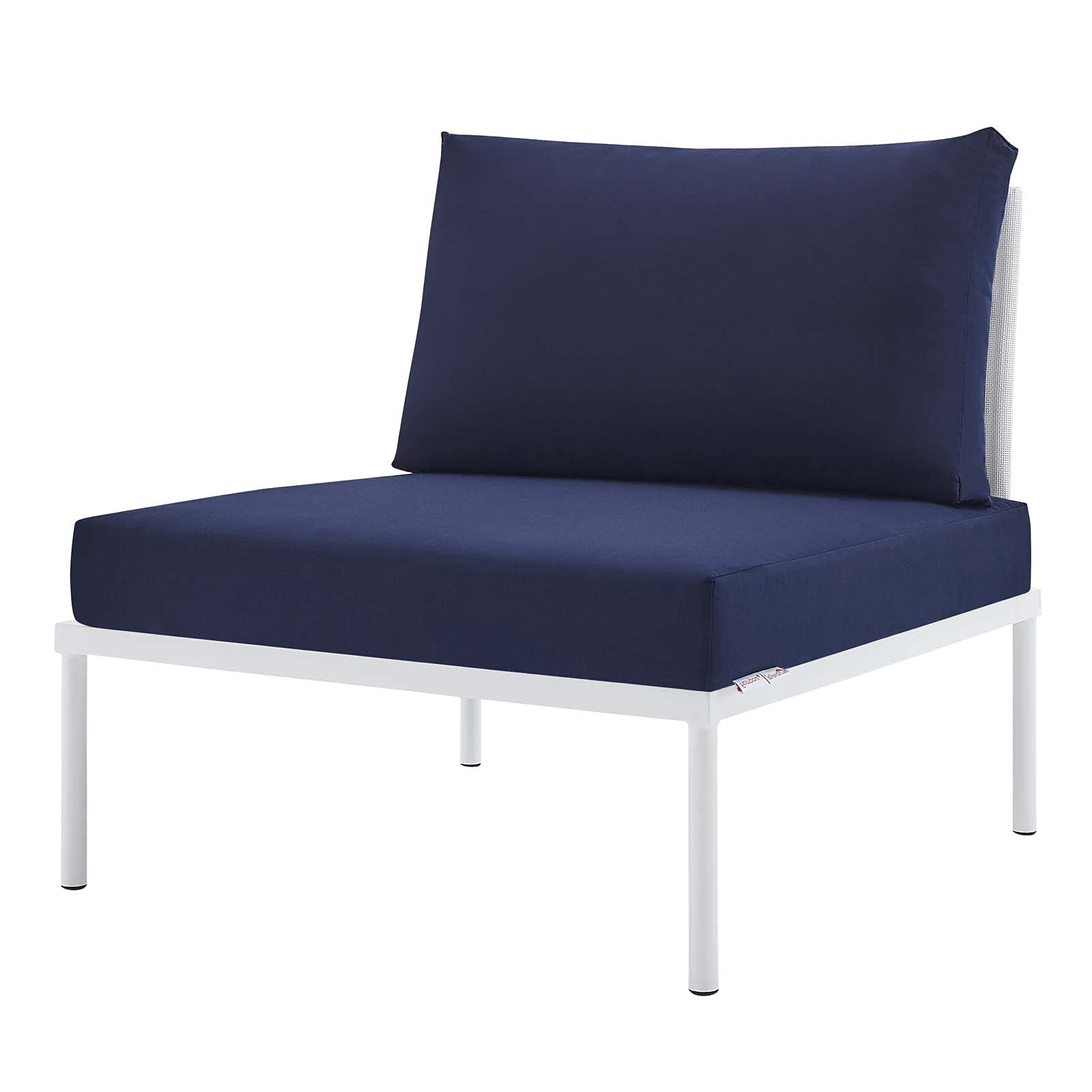 Modern Outdoor Lounge Sectional Sofa Set with Chair & Table - Aluminum Frame in White, Blue & Navy - Perfect for Patio, Garden & Poolside Relaxation