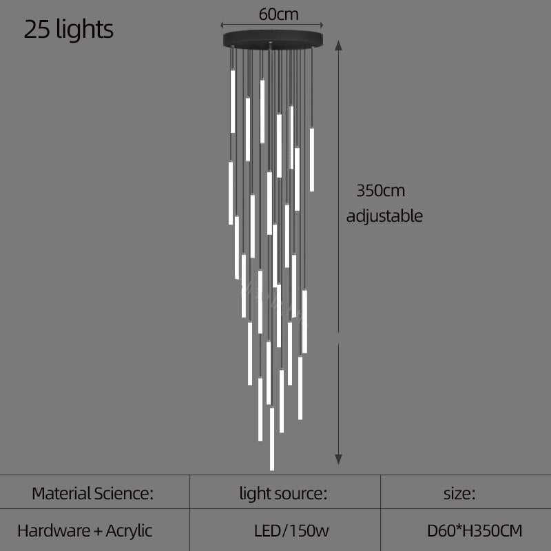 Sleek Modern Strip Cylinder Chandelier - Elegant LED Lighting Fixture for Dining Room, Living Room & Bedroom