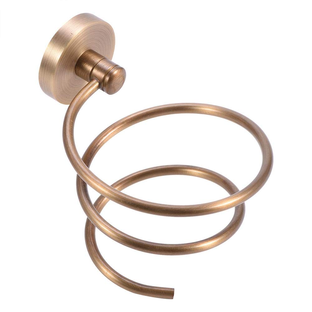 Zerodis Antique Solid Brass Wall Mount Hair Dryer Holder - Bathroom Organizer Shelf for Hair Blower Storage, Home Use Convenient Household Rack - Perfect for Small Bathrooms, Salons & Vanity Organization