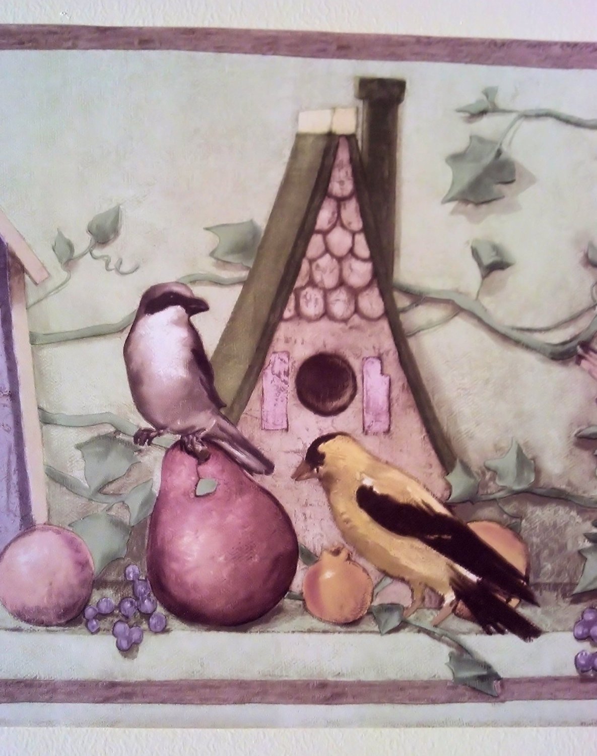 Decorative Birdhouses & Gardening Themed Wallpaper Border - 41776460 | Nature-Inspired Home Decor for Living Rooms, Bedrooms & Nurseries