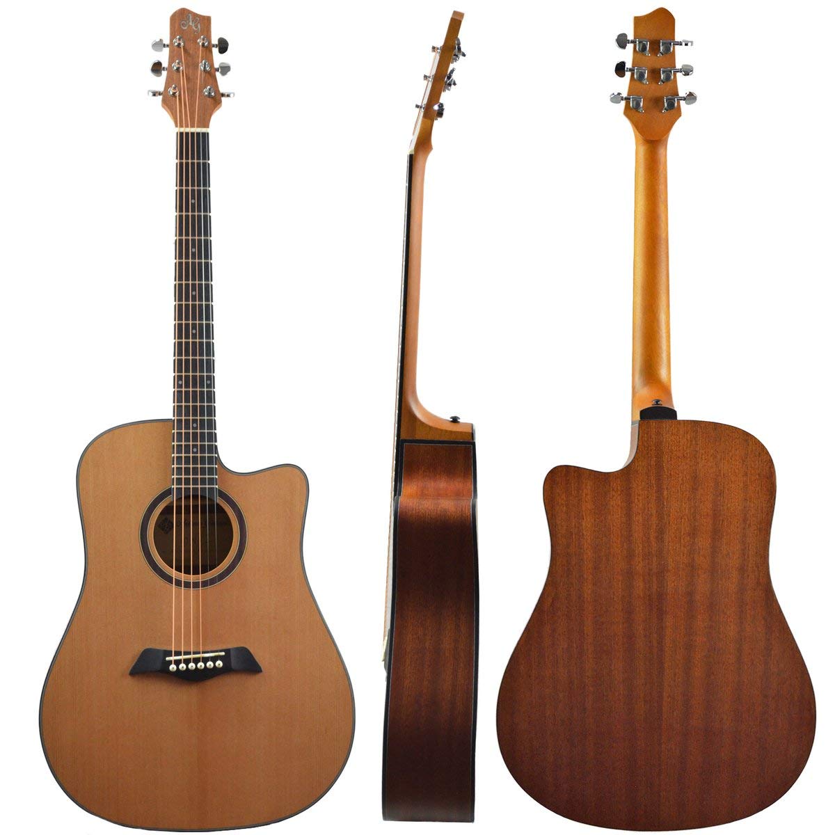 Antonio Giuliani DN-2 Dreadnought Acoustic Guitar Bundle - Clear Finish with Hard Case, Strap, Strings & Accessories | Perfect for Beginners, Camping & Live Performances