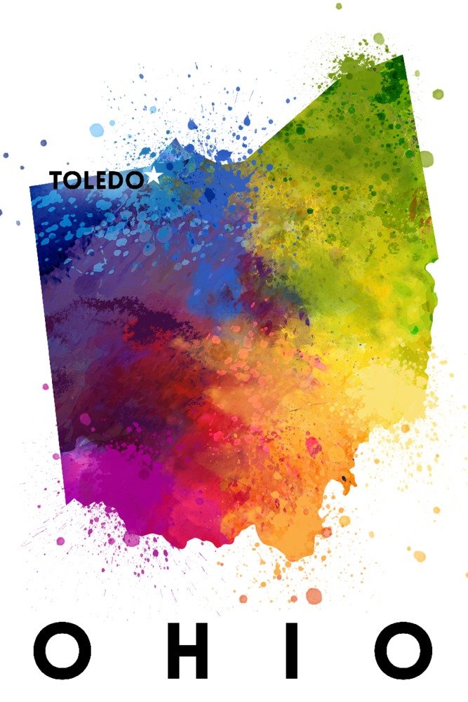 Toledo Ohio State Abstract Watercolor Art Print - 12x18 Inch Wall Decor Poster for Living Room, Bedroom & Office