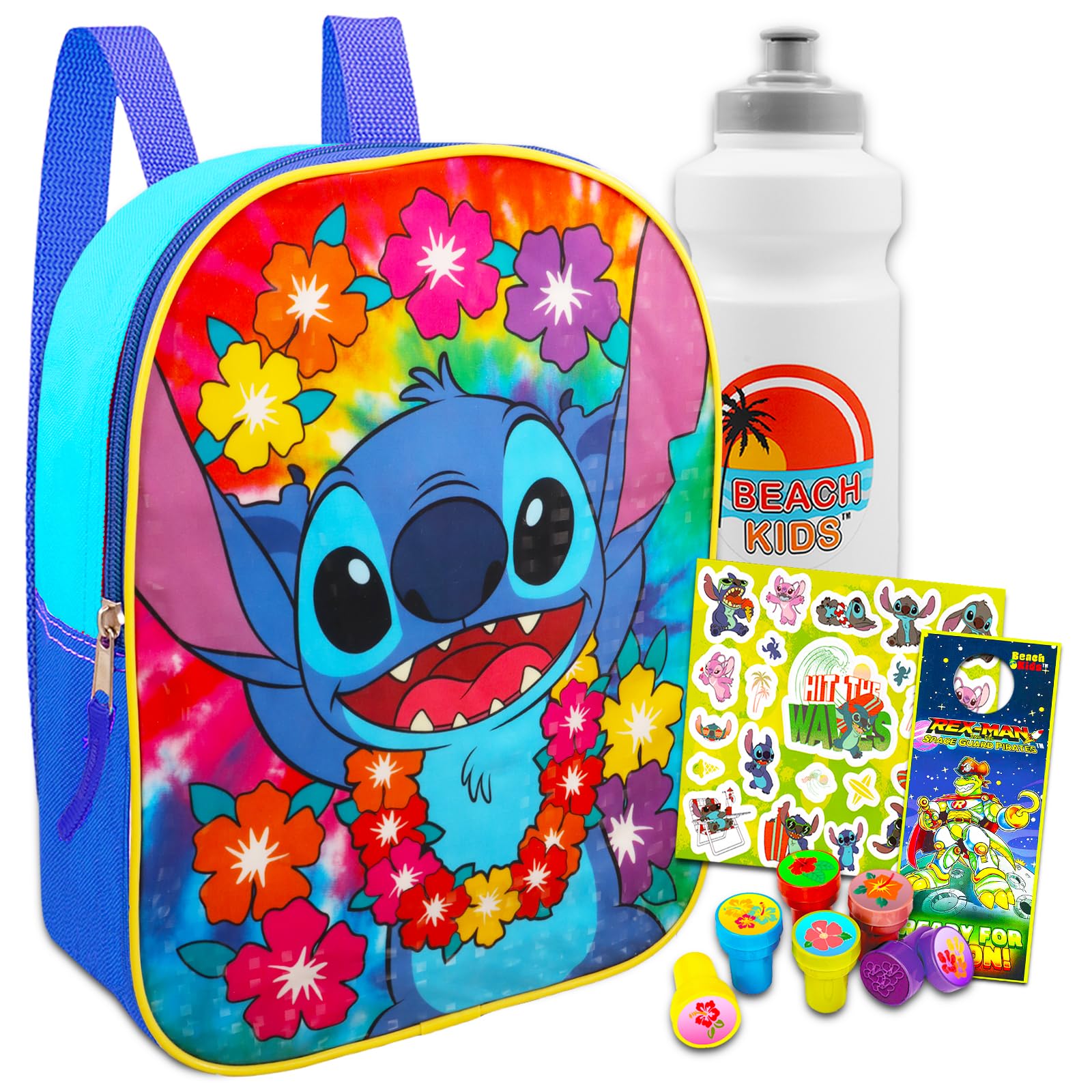 Lilo and Stitch Mini Backpack Set for Girls - 11'' Stitch Backpack with Stampers, Stickers & Accessories | Kawaii Disney Cosplay, School Supplies, Anime Convention Gift