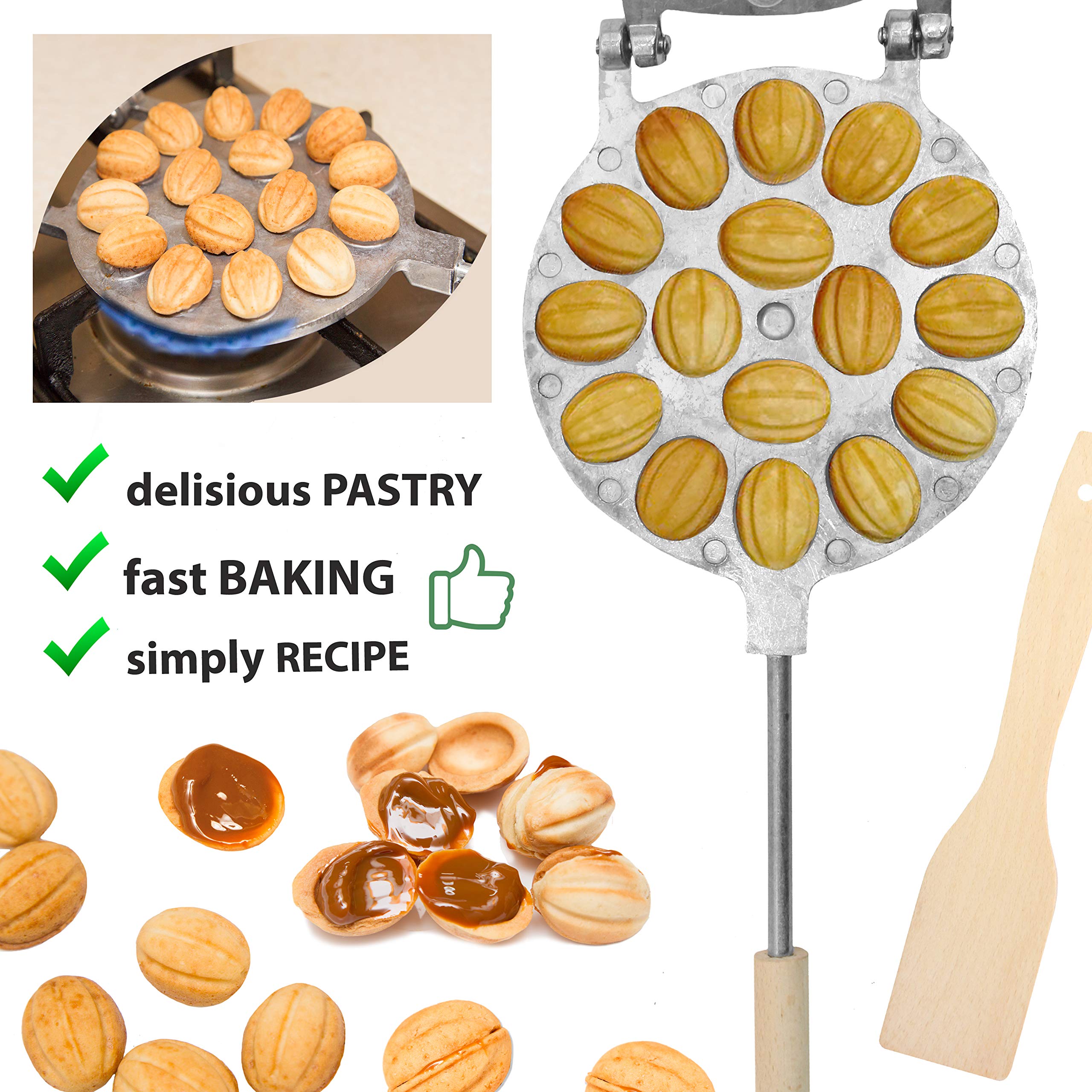 Premium Walnut Cookie (Oreshek) Maker - 16 Nut Capacity Mold for Russian Tea Cakes & Traditional Desserts - Perfect for Holiday Baking, Gift Giving & Family Gatherings