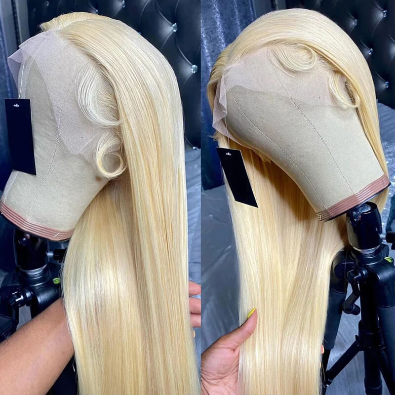 Eullair #613 Blonde Straight Lace Front Wig - Human Hair Transparent Lace Wig Dye Friendly | Perfect for Cosplay, Daily Wear & Party Hairstyles