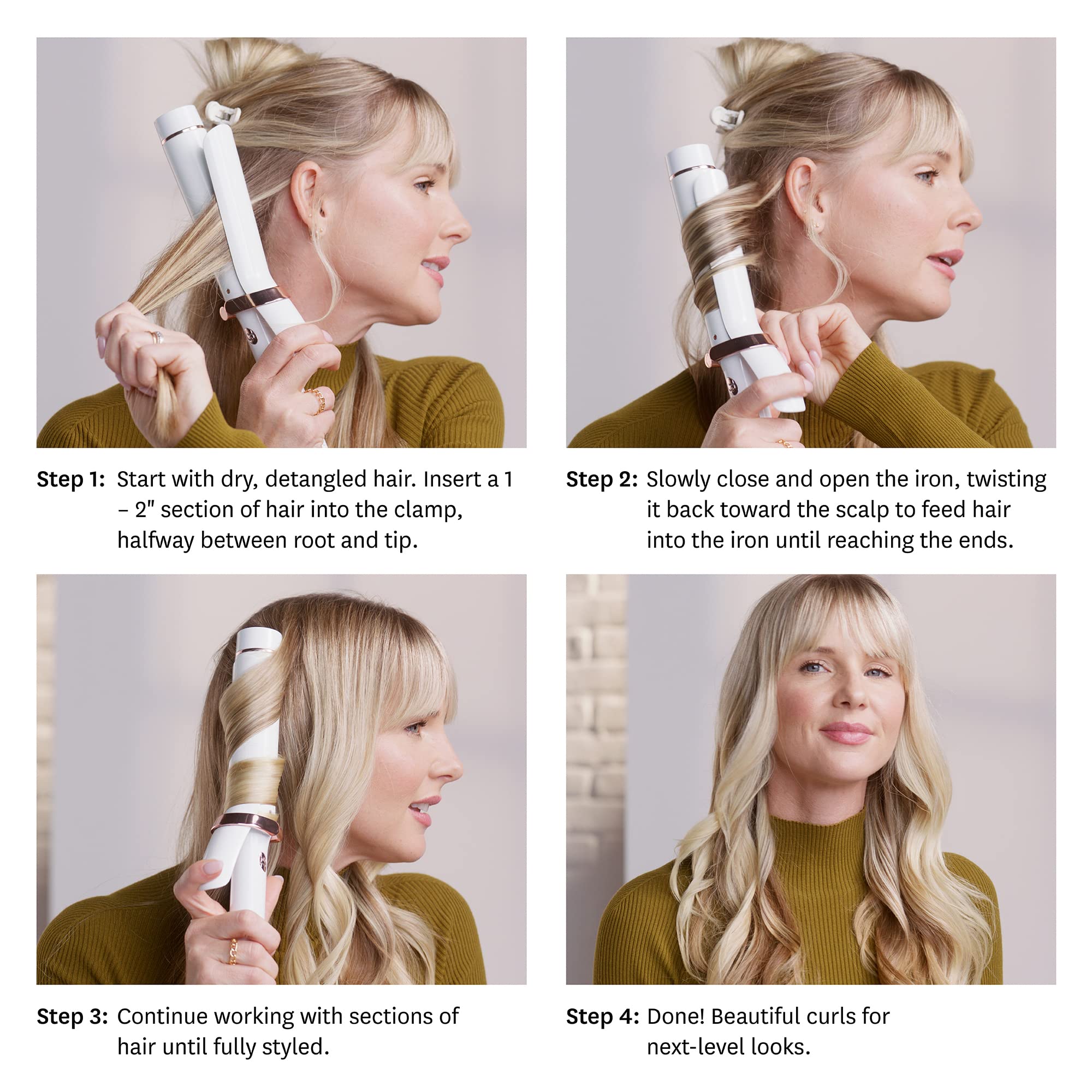 T3 SinglePass Curl Professional Ceramic Curling Iron - Adjustable Temperature Long Barrel Hair Wand for Shiny Smooth Curls & Waves - Perfect for Salon Styling, Home Use & Special Occasions