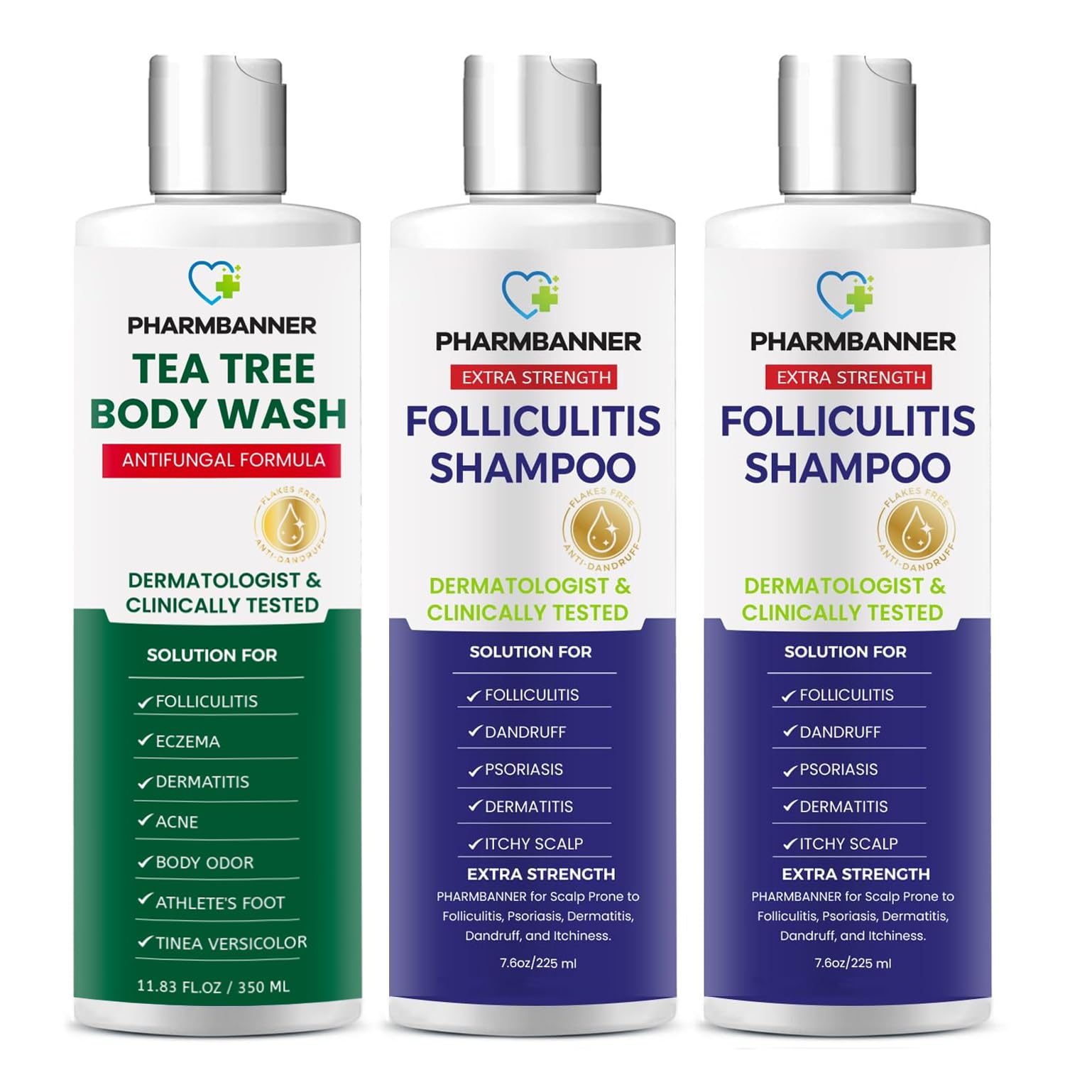Scalp & Skin Care Bundle: Anti-Fungal Shampoo & Tea Tree Body Wash for Folliculitis, Dermatitis, Acne, and Body Odor Relief - Perfect for Daily Hygiene, Sensitive Skin Care, and Fungal Infection Treatment