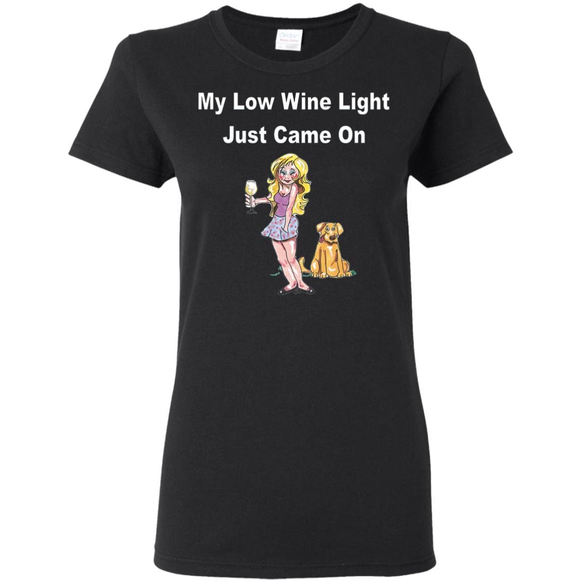 WineyBitches.co 'Low Wine Light Ladies' 5.3 oz. Comfortable Cotton T-Shirt for Women - Perfect for Casual Wear, Wine Tasting & Girls' Night Out