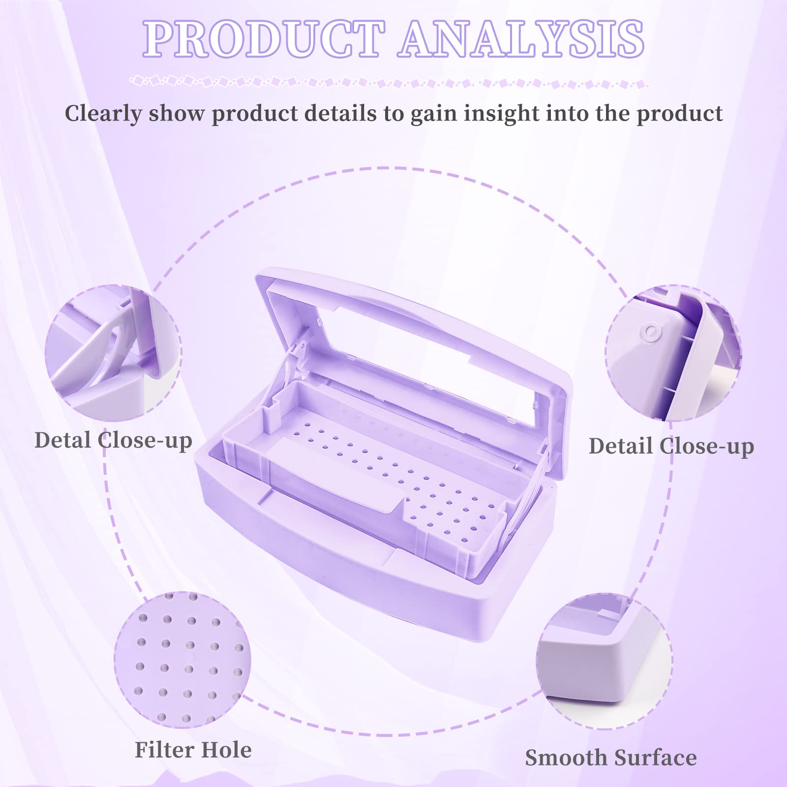 UV Nail Tool Sterilizer Box - Professional Plastic Sterilization Tray for Nail Salon, Spa & Beauty Equipment - Sanitizing Storage Organizer for Manicure Tools, Tweezers & Eyelash Extensions (Purple) - Perfect for Salon Hygiene & Home Nail Care