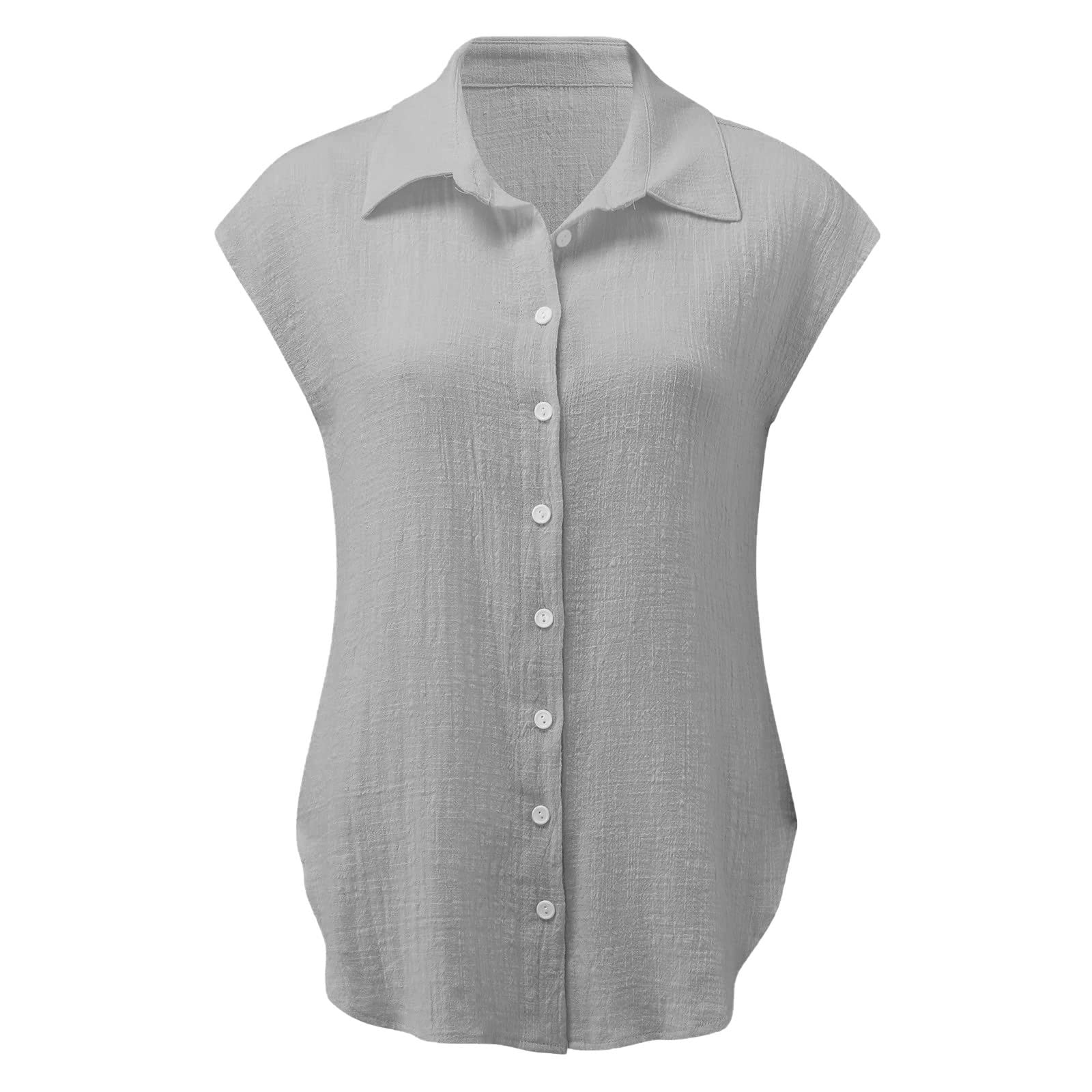 **Women's Casual & Dressy Cotton Linen Short Sleeve Blouses – Loose Fit Summer Tops 2024 | Trendy Cap Sleeve Shirts for Work, Travel & Everyday Wear**