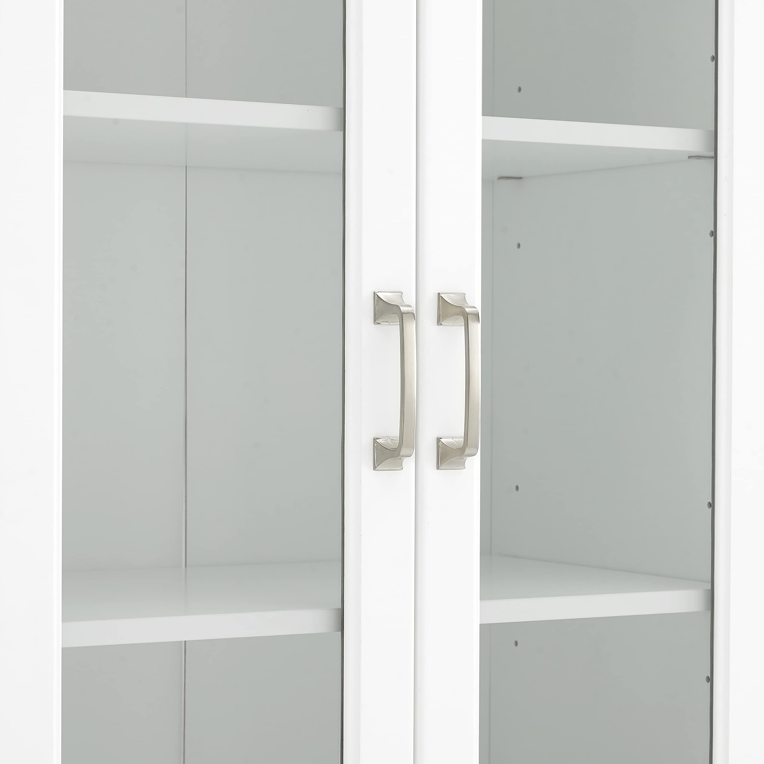 Crosley Furniture Stanton 3-Piece White Sideboard Buffet Cabinet with Glass Doors - Kitchen Storage Pantry Set for Dining Room, Living Room & Home Organization