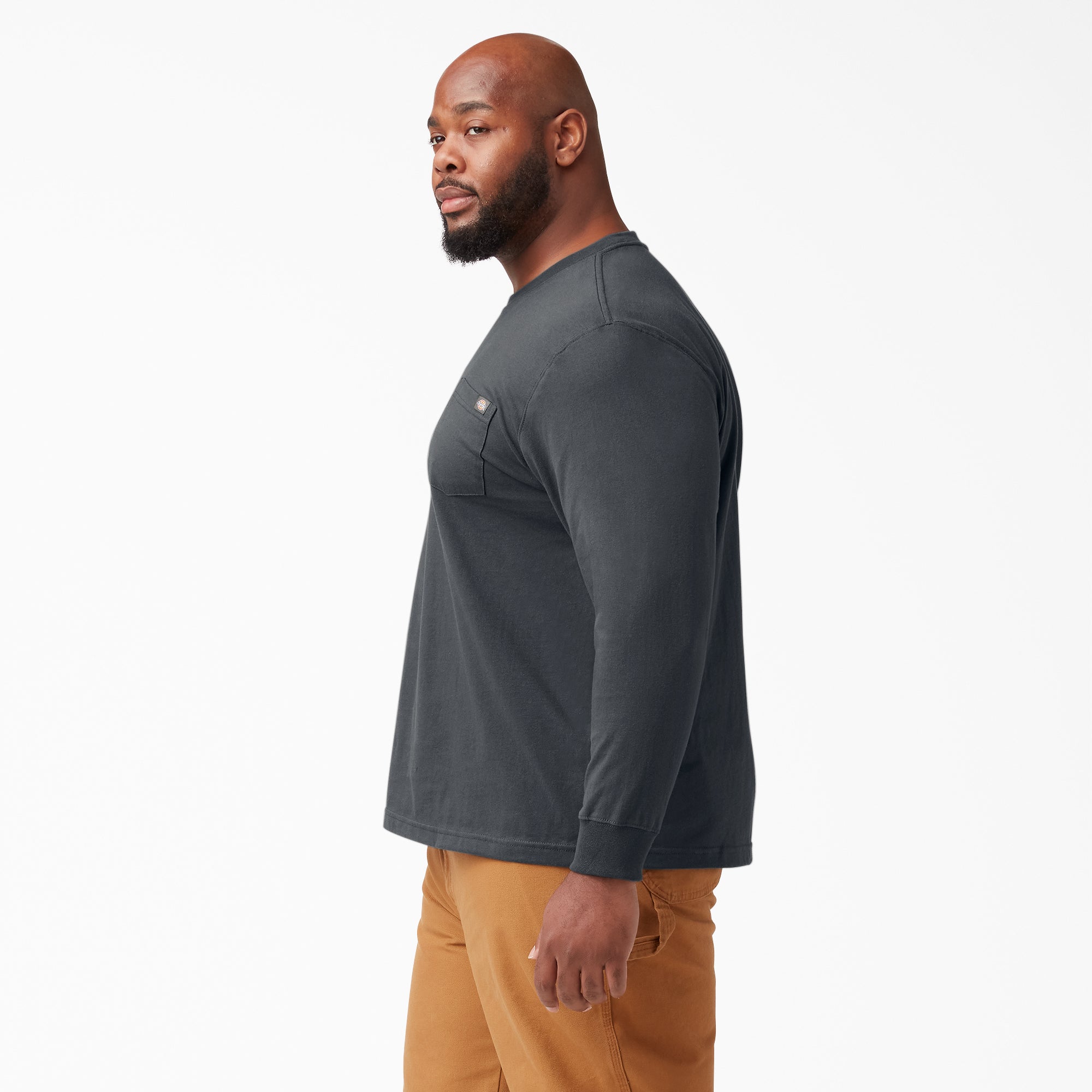 Dickies Men's Heavyweight Long Sleeve Crew Neck T-Shirt - Durable Workwear for Construction, Landscaping & Outdoor Activities