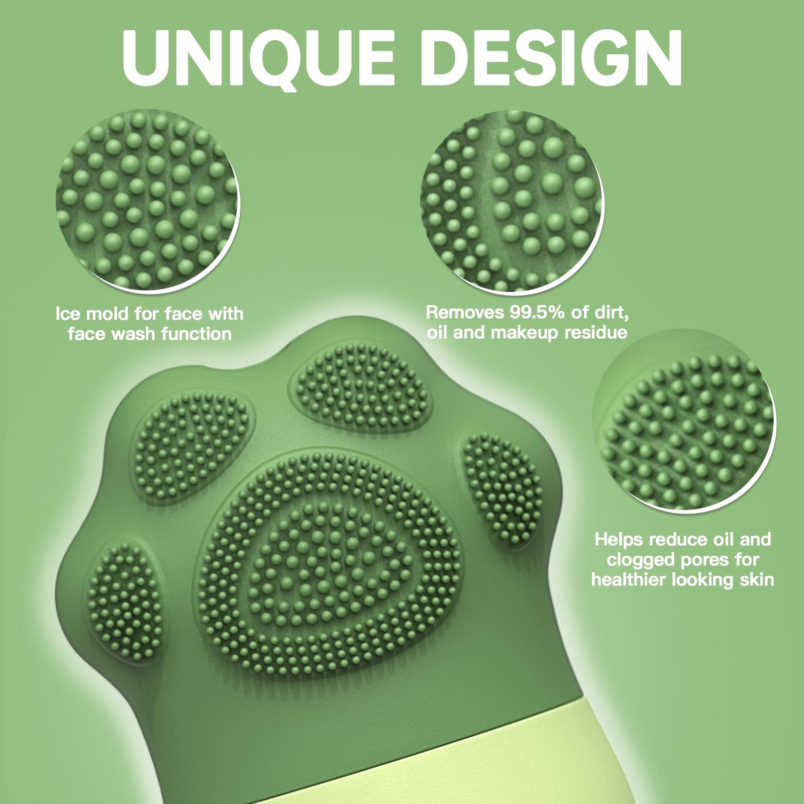 Reusable Ice Face Roller for Women & Men - Cooling Massage Tool for Puffy Eyes, Migraine Relief & Skin Care - Silicone Cat Claws Design (Green) | Perfect for Morning Routine, Spa Days & Post-Workout Recovery