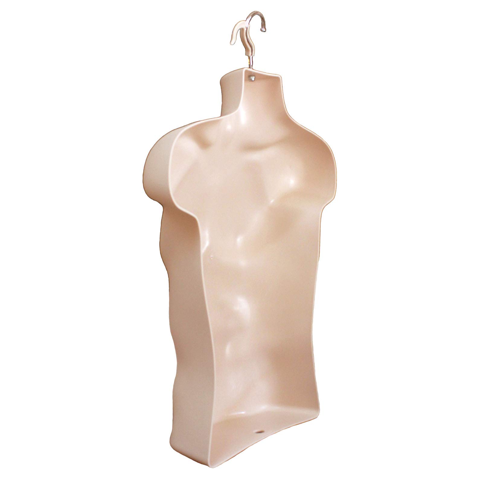 10 Pack Flesh Male Mannequin Torso with Hollow Back & Hanging Hook - S/M Size Dress Form for Clothing Display, Tailoring, and Store Visual Merchandising
