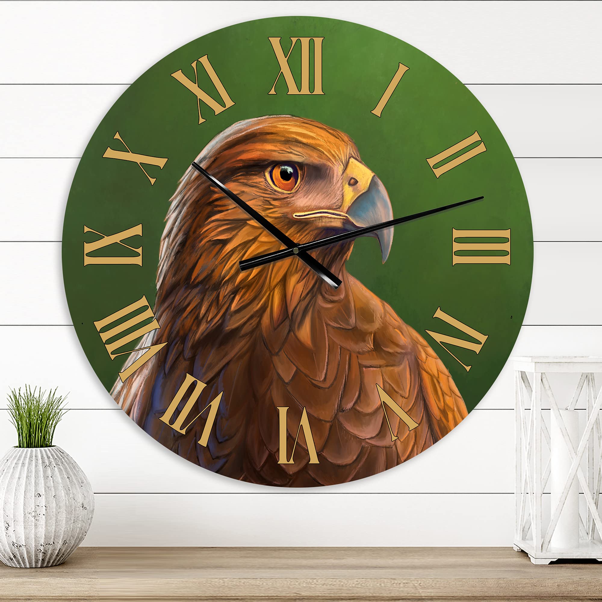 Harris Hawk Bird Portrait Traditional Wall Clock - Large Animal Wall Art for Office & Home Decor | Perfect for Living Room, Bedroom, and Workspace