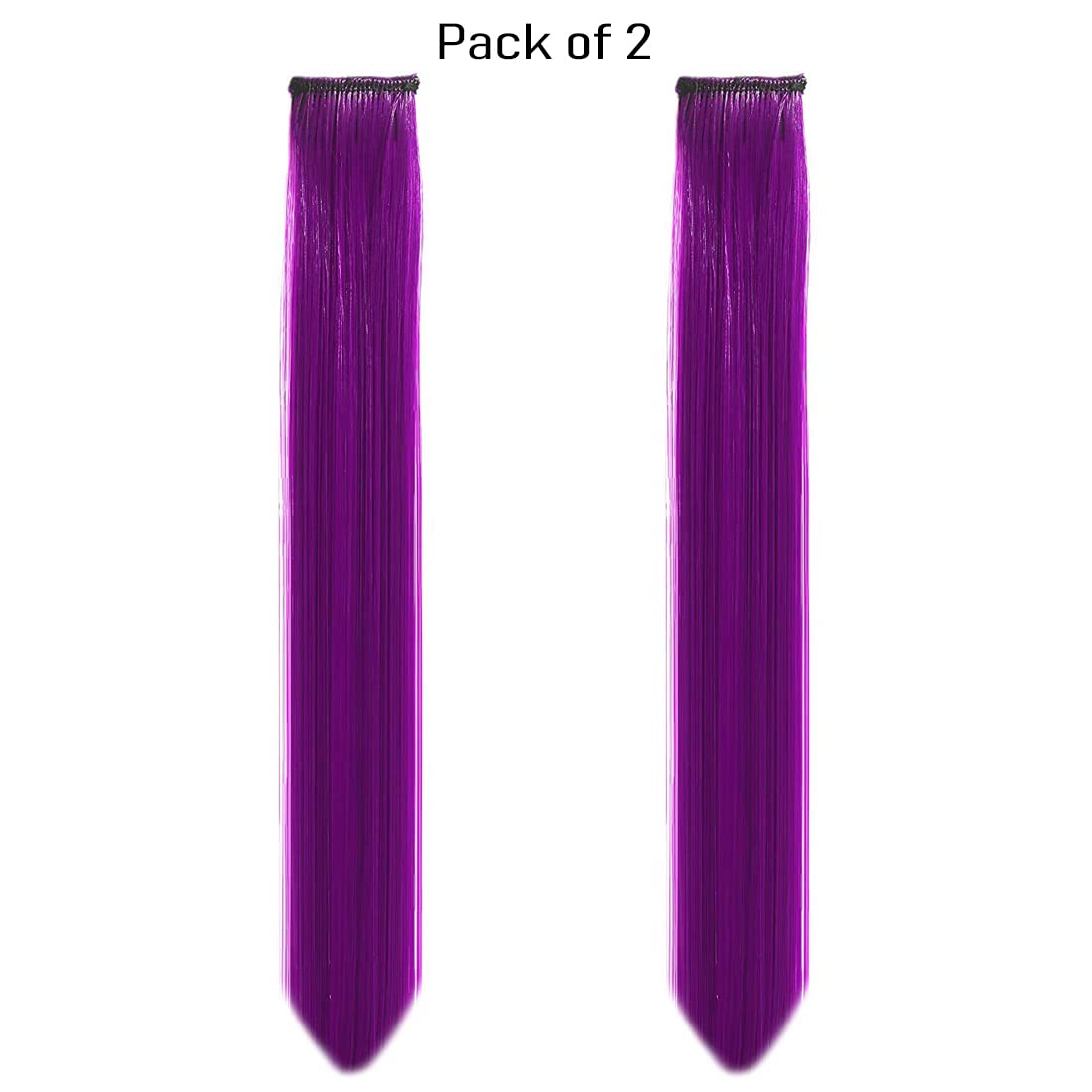 DELORUS Reusable Purple Hair Streaks Extensions for Women & Girls - 2-Piece Set | Clip-in Hair Extensions for Parties, Cosplay & Everyday Styling