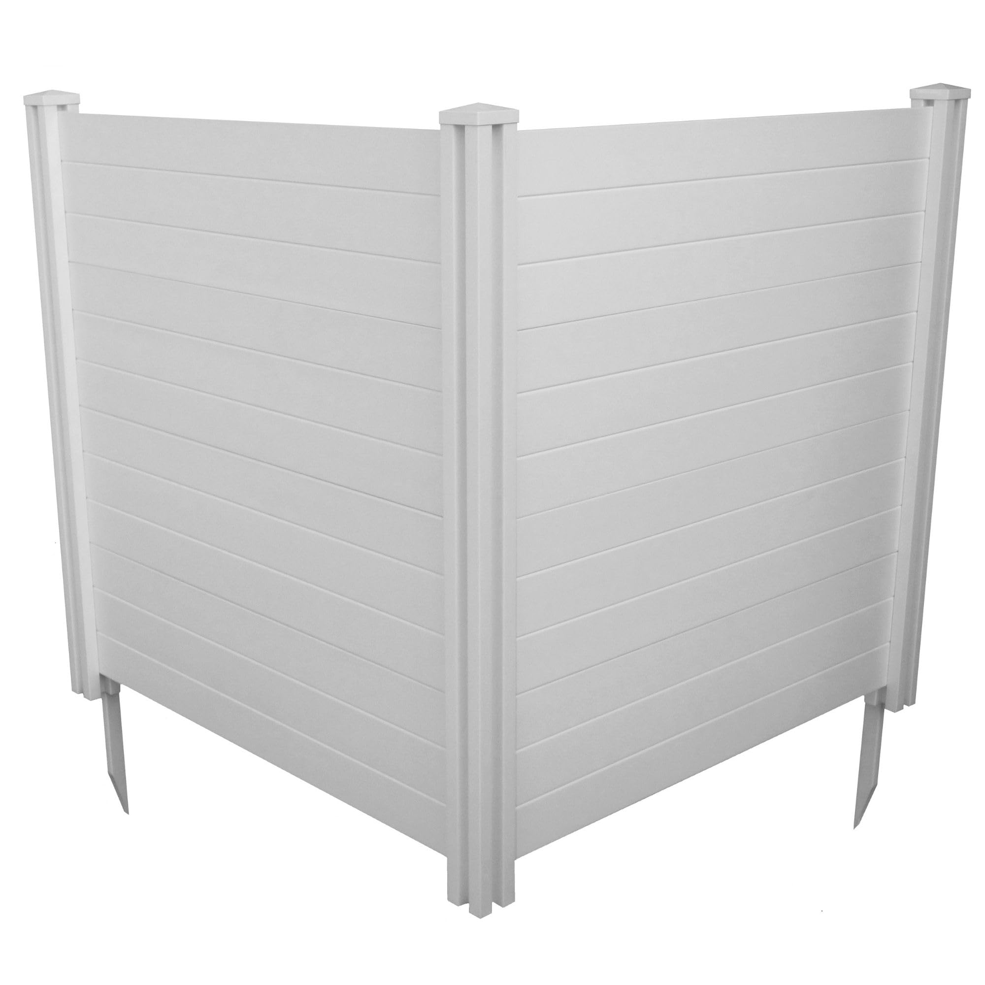 4ft x 4ft White Vinyl Privacy Screen Fence - 2 Panel No Dig Outdoor Enclosure for AC Units, Trash Cans & Pool Equipment | Durable Weatherproof Privacy Panels | Perfect for Backyard, Patio & Garden Privacy Solutions (Model ZP19014)
