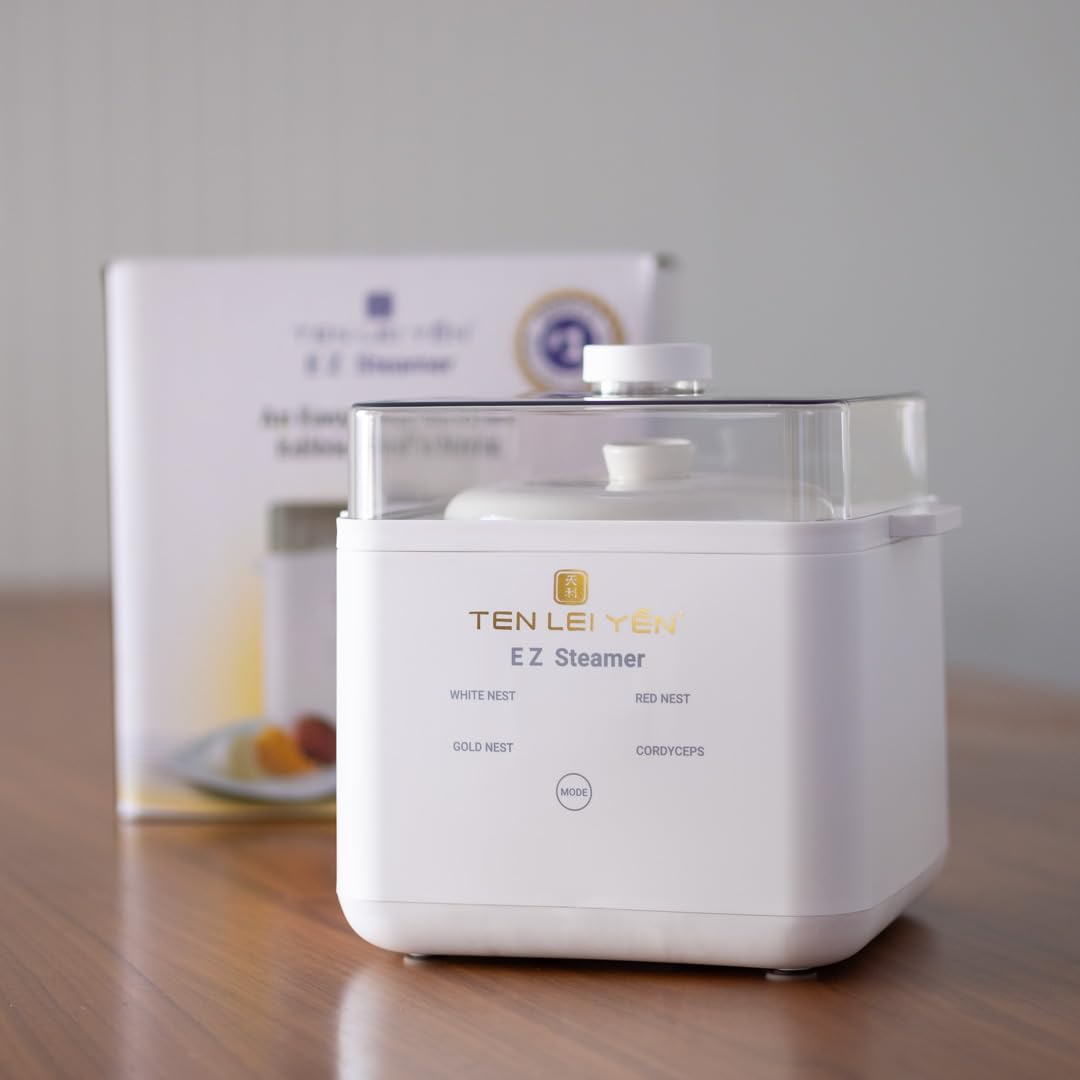 EZ Steamer Automatic Multi-function Electric Edible Birds Nest (Yan Wo, Yến Sào) and Cordyceps Cooker - 1L/33.81oz Capacity for Healthy Cooking at Home | Perfect for Making Traditional Chinese Herbal Soups & Nutritious Beverages