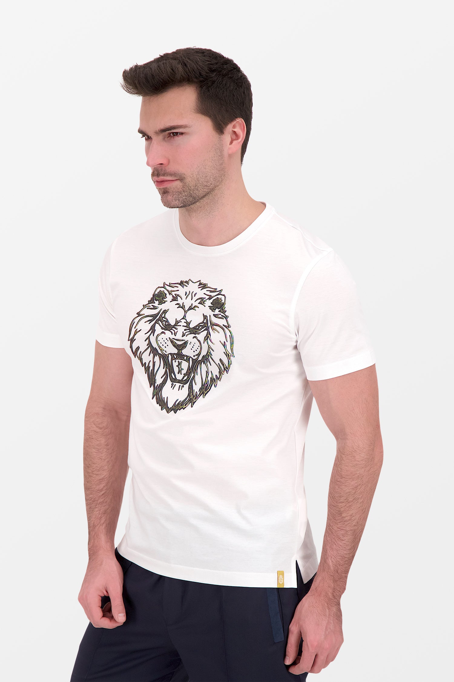 Billionaire White SS Lion T-Shirt for Men - Stylish Casual Cotton Tee for Streetwear & Everyday Outfits