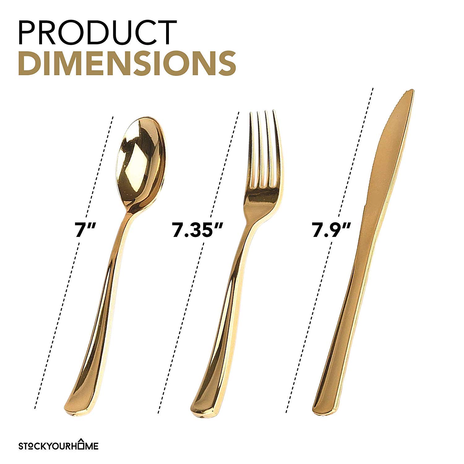 Stock Your Home 50 Heavy Duty Disposable Plastic Forks - Elegant Gold Silverware That Looks Like Real Cutlery - Perfect for Catering, Restaurants, Parties, Weddings & Outdoor Events - Durable Utensils for BBQs, Picnics & Banquets