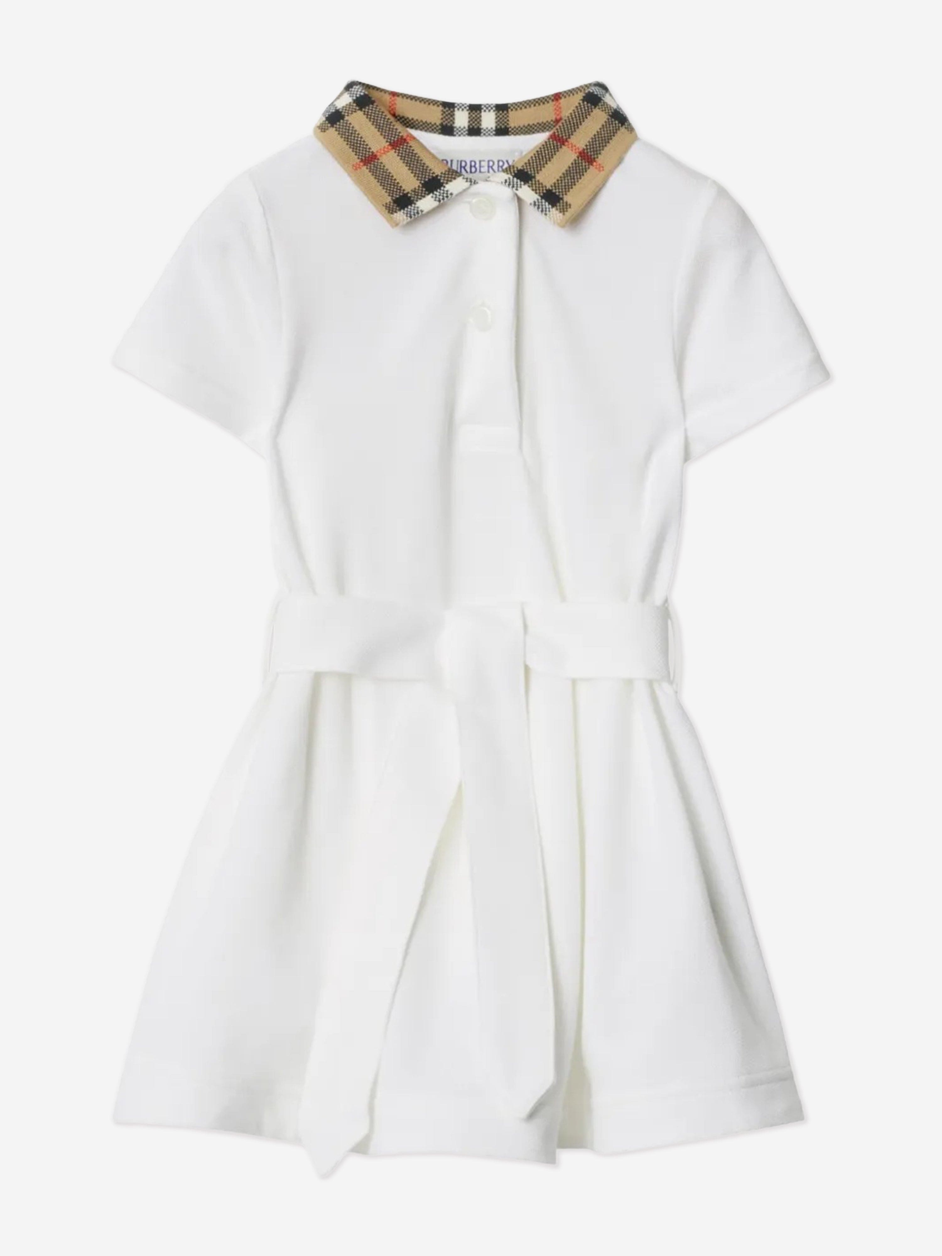 Baby Girls White Check Collar Astrid Dress - Perfect for Birthday Parties, Photo Shoots & Special Occasions