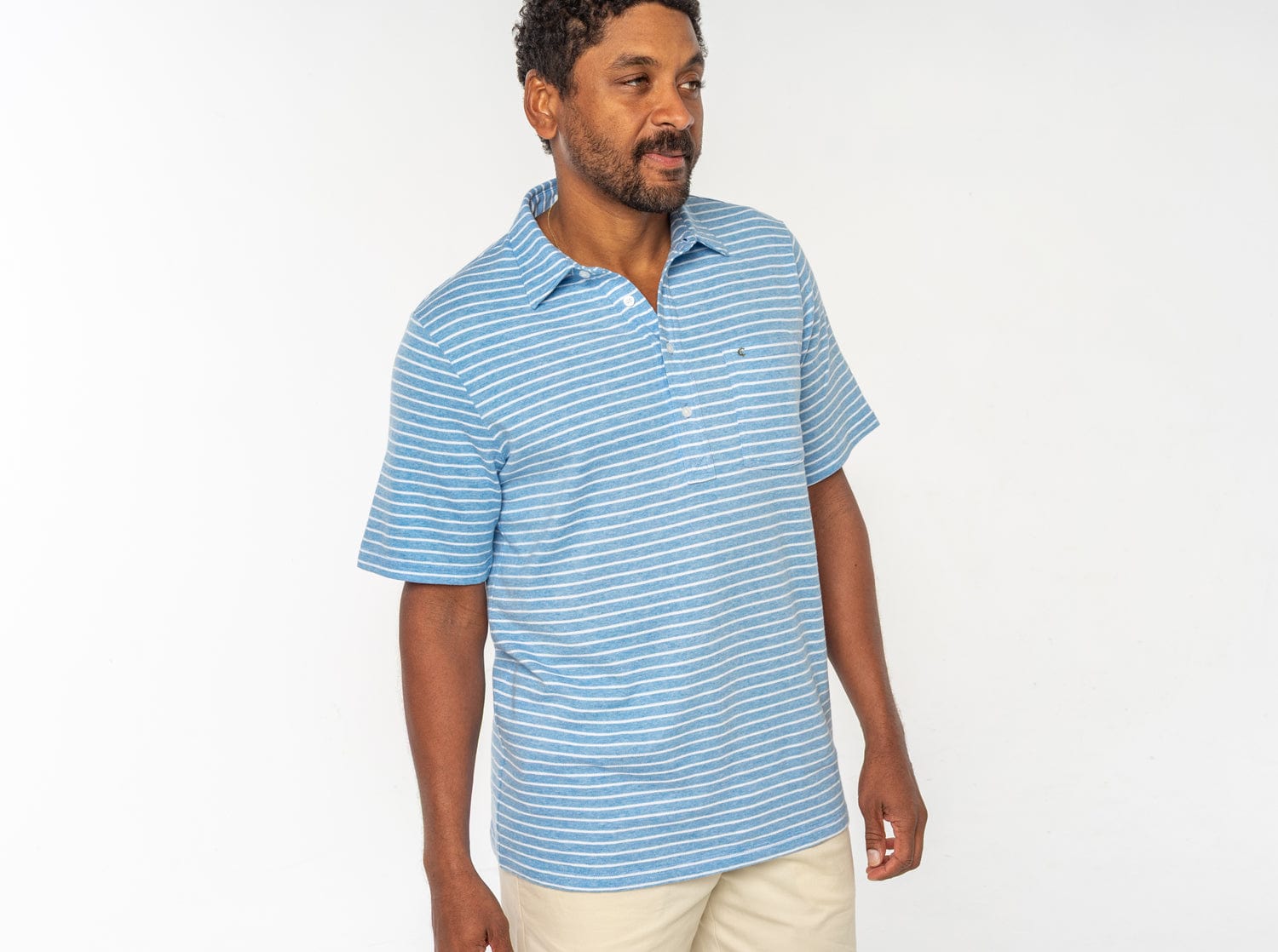 Vintage Stripe Baseball Jersey - Heather Blue Retro Style Player Shirt for Men & Women | Perfect for Casual Wear, Sports Games, and Team Uniforms
