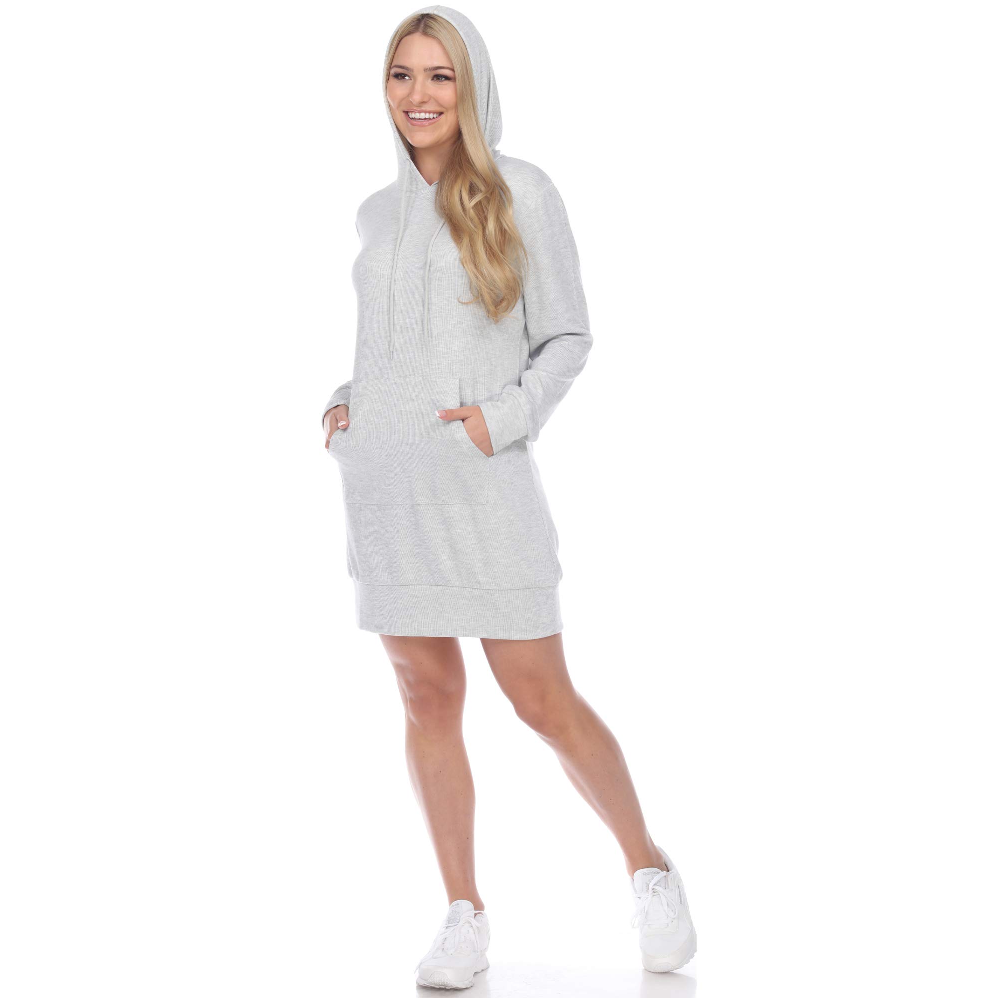 White Mark Women's Long Sleeve Hoodie Sweatshirt Dress - Cozy Oversized Pullover Hoodie Dress for Casual Wear, Lounge & Street Style Fashion