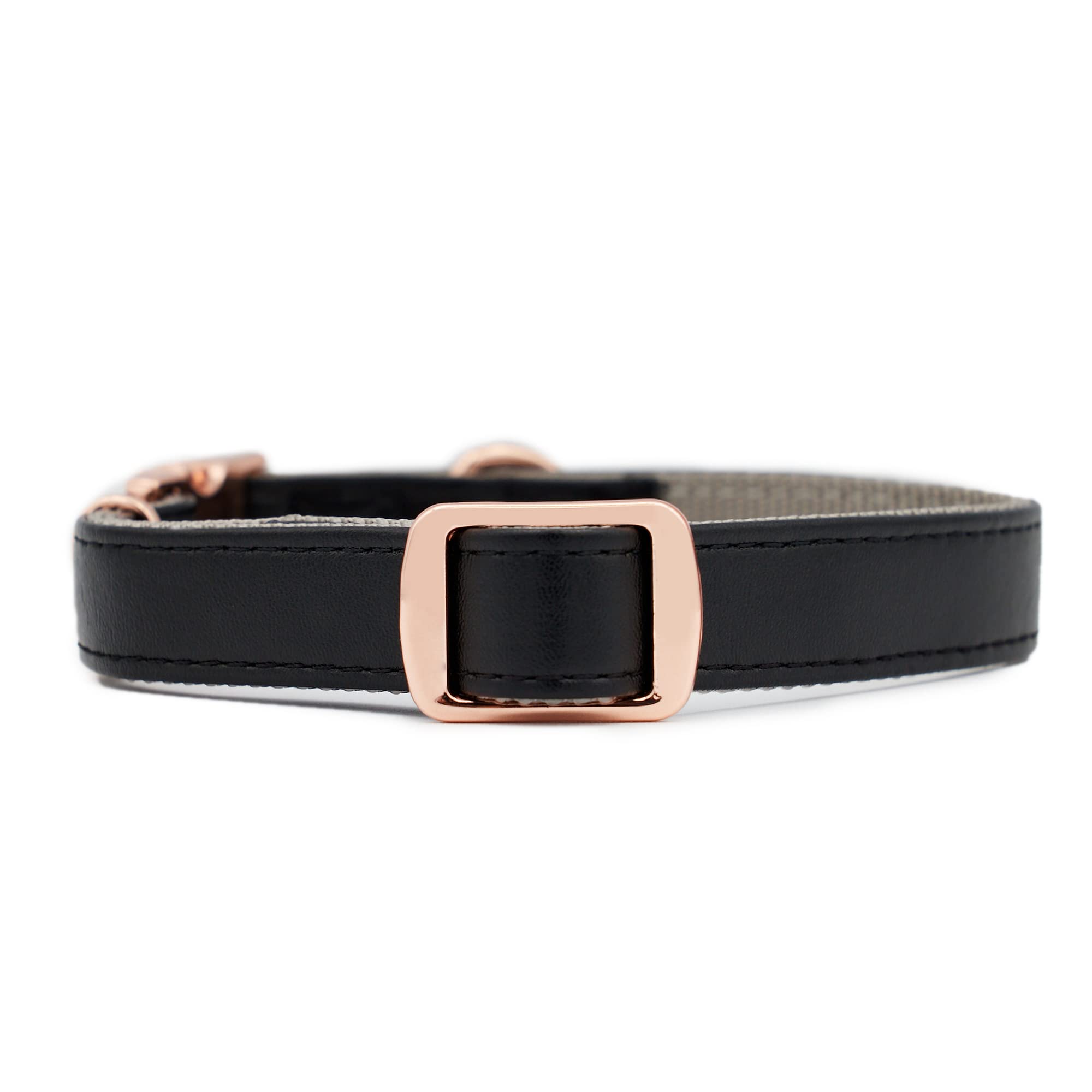 Midnight Black & Rose Gold Dog Collar and Leash Set - Small Size Leather Pet Collar with Rose Gold Buckle for Small Dogs - Perfect for Walks, Training & Fashion Accessories