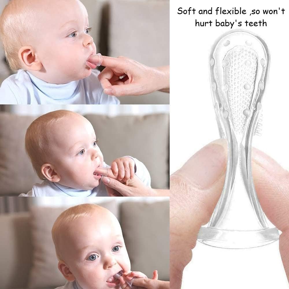 SHOFO SHOP 5-in-1 Baby Feeding Set - Silicone Teething Spoon, Pacifier, Fruit Feeder, Finger Toothbrush & Bib for Infants (Blue Grape Design) - Perfect for Teething Relief & Mess-Free Mealtime