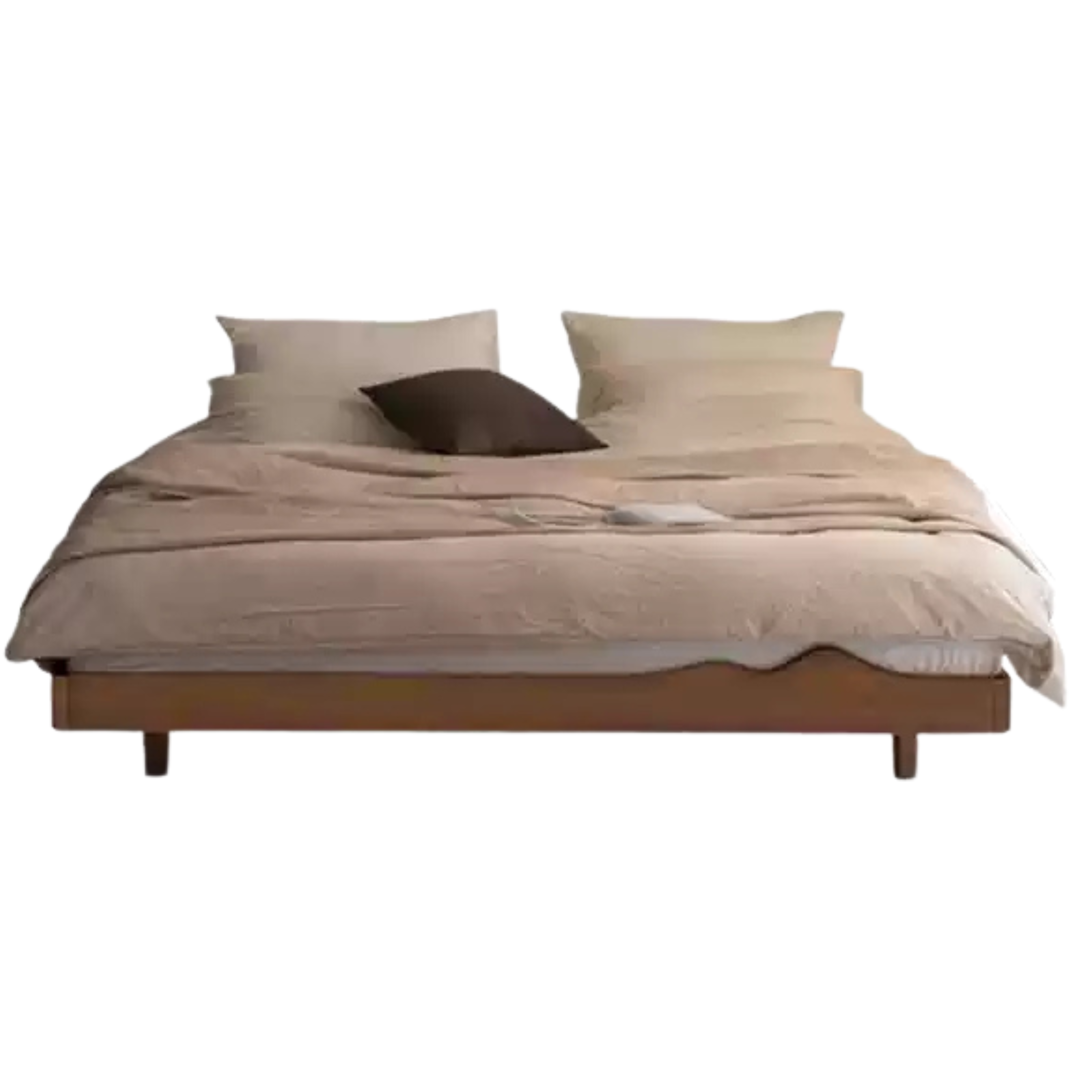 Solid Wood Platform Bed in Black Walnut & Ash - Headboard-Free Modern Bed Frame for Bedroom, Guest Room, or Dorm