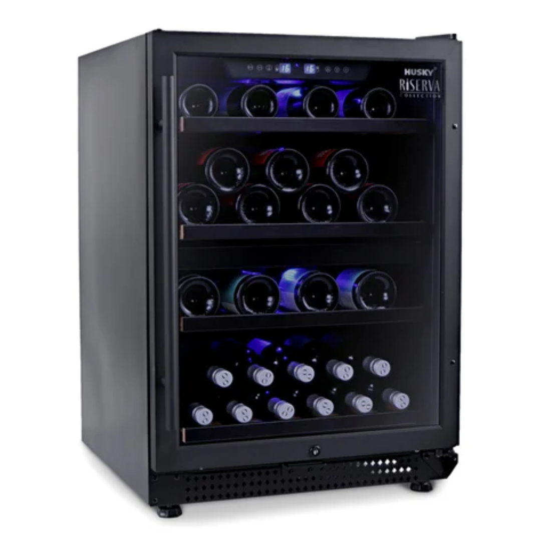 HUSKY 154L Dual Zone Wine Cooler Refrigerator - Black HUSWS54DMBZY for Home, Office, and Restaurant Wine Storage
