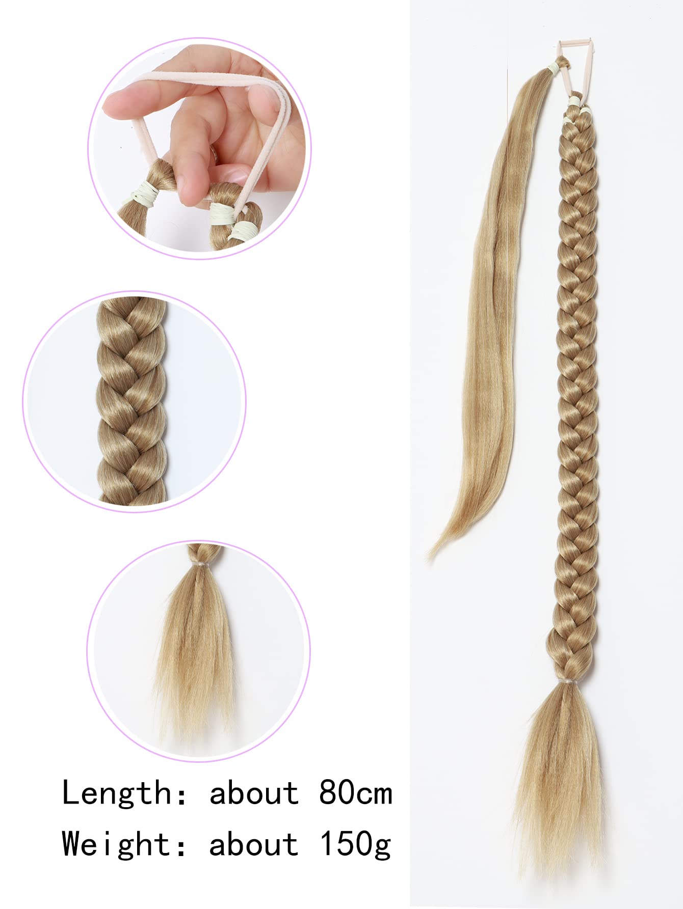 KARLOR 80cm Natural Synthetic Ponytail Hair Extensions with Hair Scrunchie - Brown Braiding Hair for Women | Long Ponytail Hairpiece for Everyday Wear, Parties & Special Occasions
