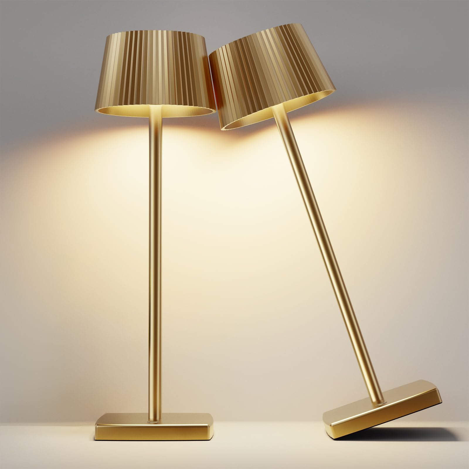 2 Pack Rechargeable Cordless LED Desk Lamps - 6000mAh Battery Powered, Dimmable Stepless Lighting, Portable Table Lamp for Bedroom, Office & Night Reading (Titanium)