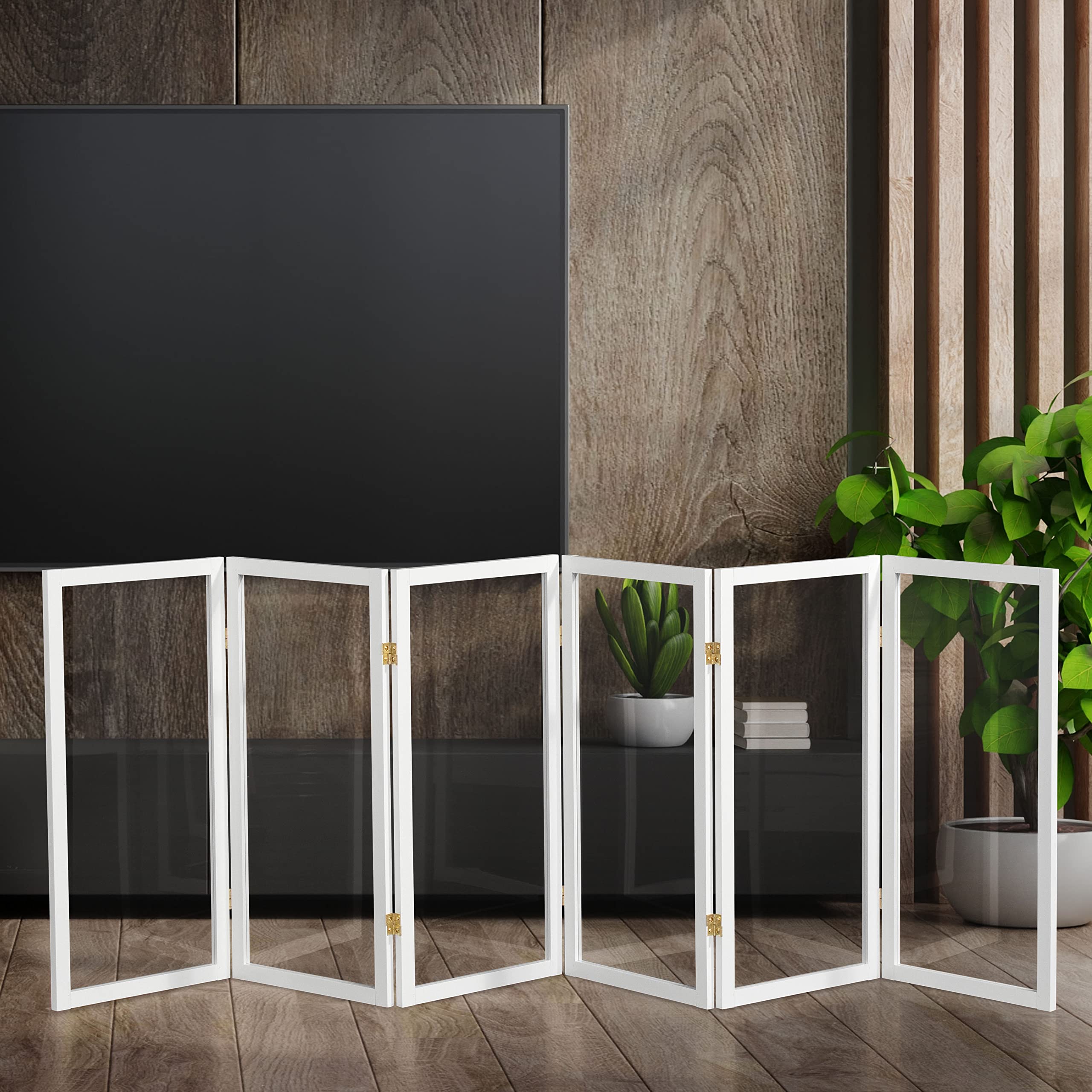 3 ft. Short Clear Plastic Partition White 6 Panel - Office Desk Divider, Social Distancing Screen for Schools, Restaurants & Retail Stores