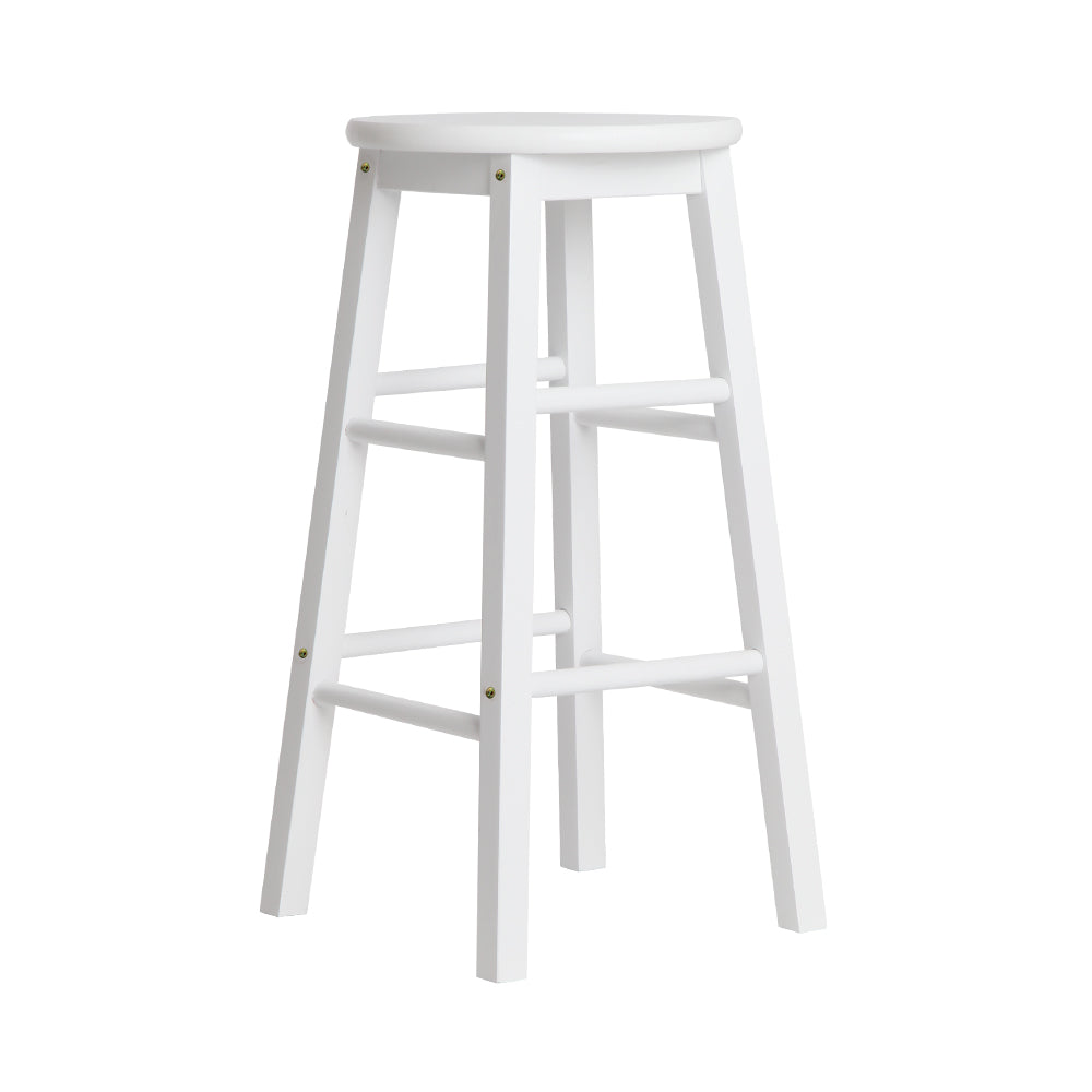 2-Pack White Wooden Bar Stools with Round Seats - Perfect for Kitchen Island, Breakfast Nook & Home Bar Decor