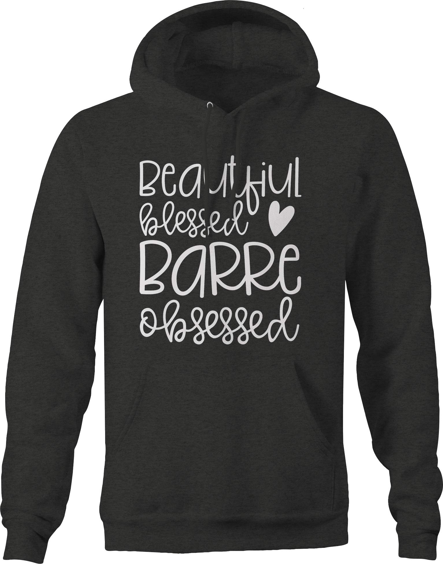 Blessed Barre Obsessed Heart Funny Fitness Hoodie for Men - Dark Grey | Gym Workout, Yoga & Casual Wear