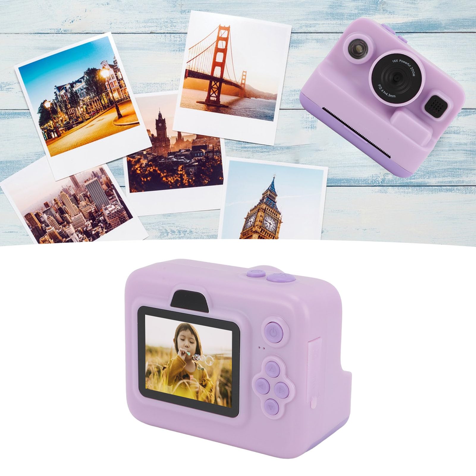 Kids Digital Camera with Instant Print - 1080P HD 12MP Selfie Camera for Boys & Girls Ages 3-10 | Toddler Learning Toy & Birthday Gift (Purple) - Perfect for Family Travel, Birthday Parties & Creative Play