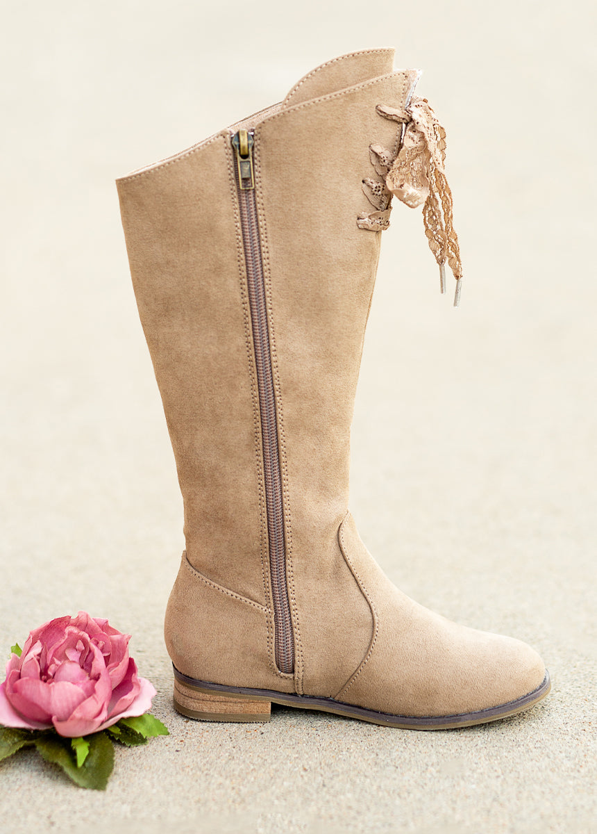 Lace-Up Ankle Boots for Women - Dark Sand Suede Chunky Heel Comfortable Shoes | Perfect for Fall, Winter & Casual Outfits