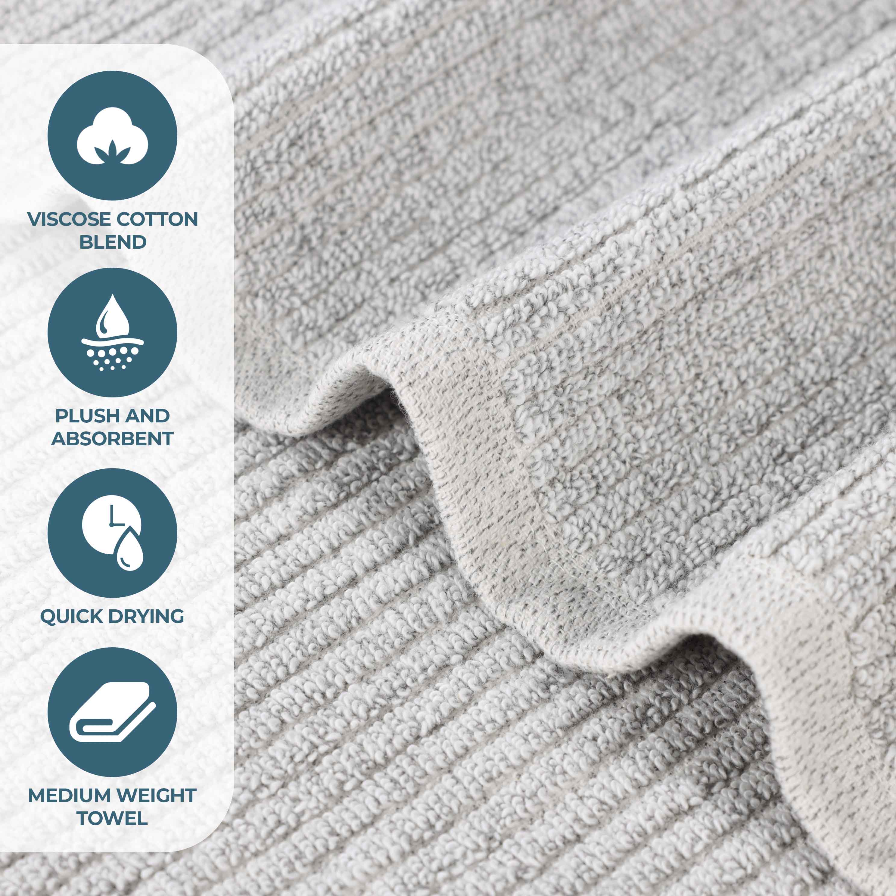 Premium 12-Piece Cotton Blend Ribbed Towel Set - Ultra Soft & Absorbent Bath Towels for Spa, Gym & Luxury Home Use