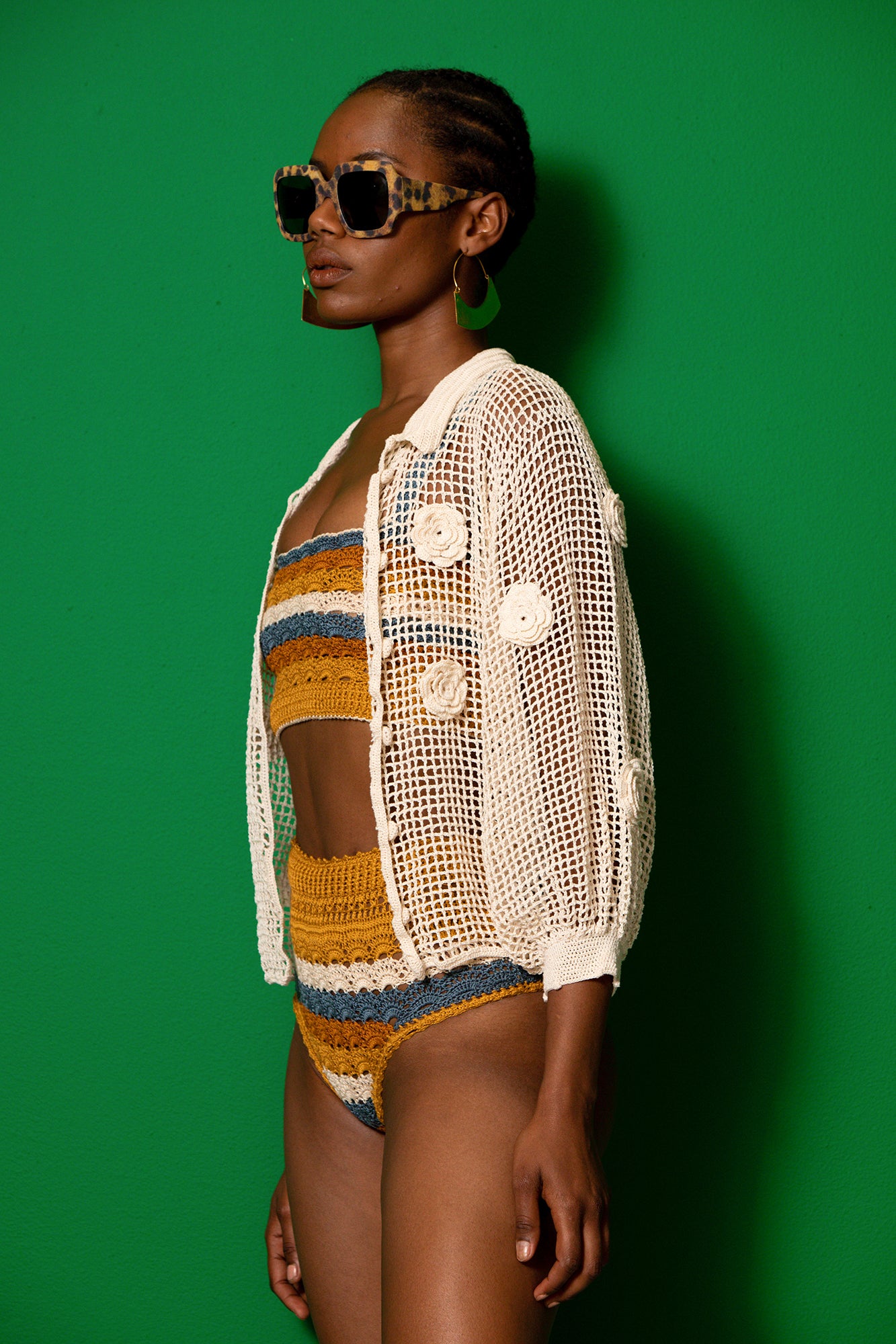 Melina Crochet Bomber Jacket for Women - Stylish Boho Chic Outerwear for Spring & Fall - Perfect for Casual Outings, Music Festivals, and Layering