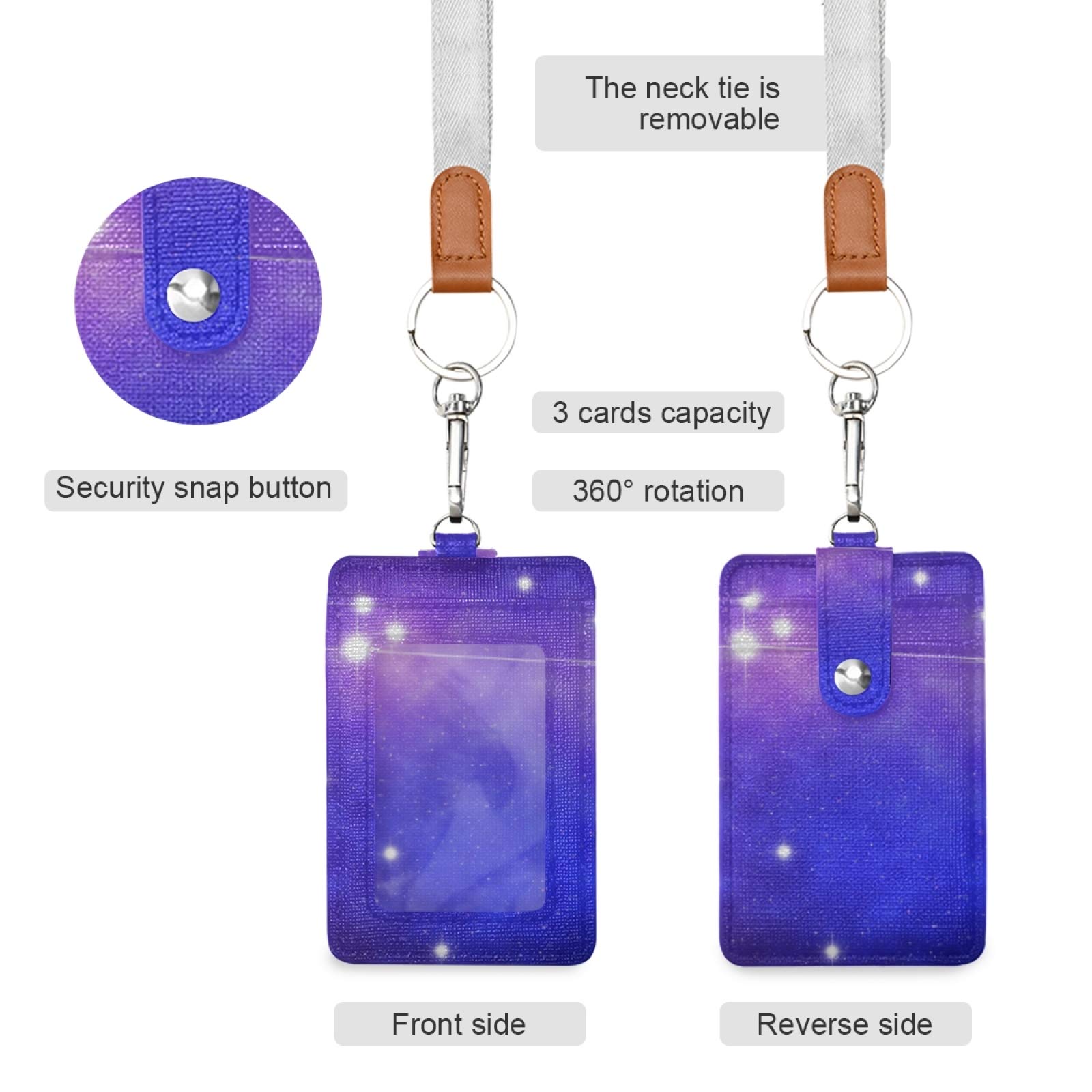 Aries Leather ID Badge Holder with Lanyard - Office & School Use