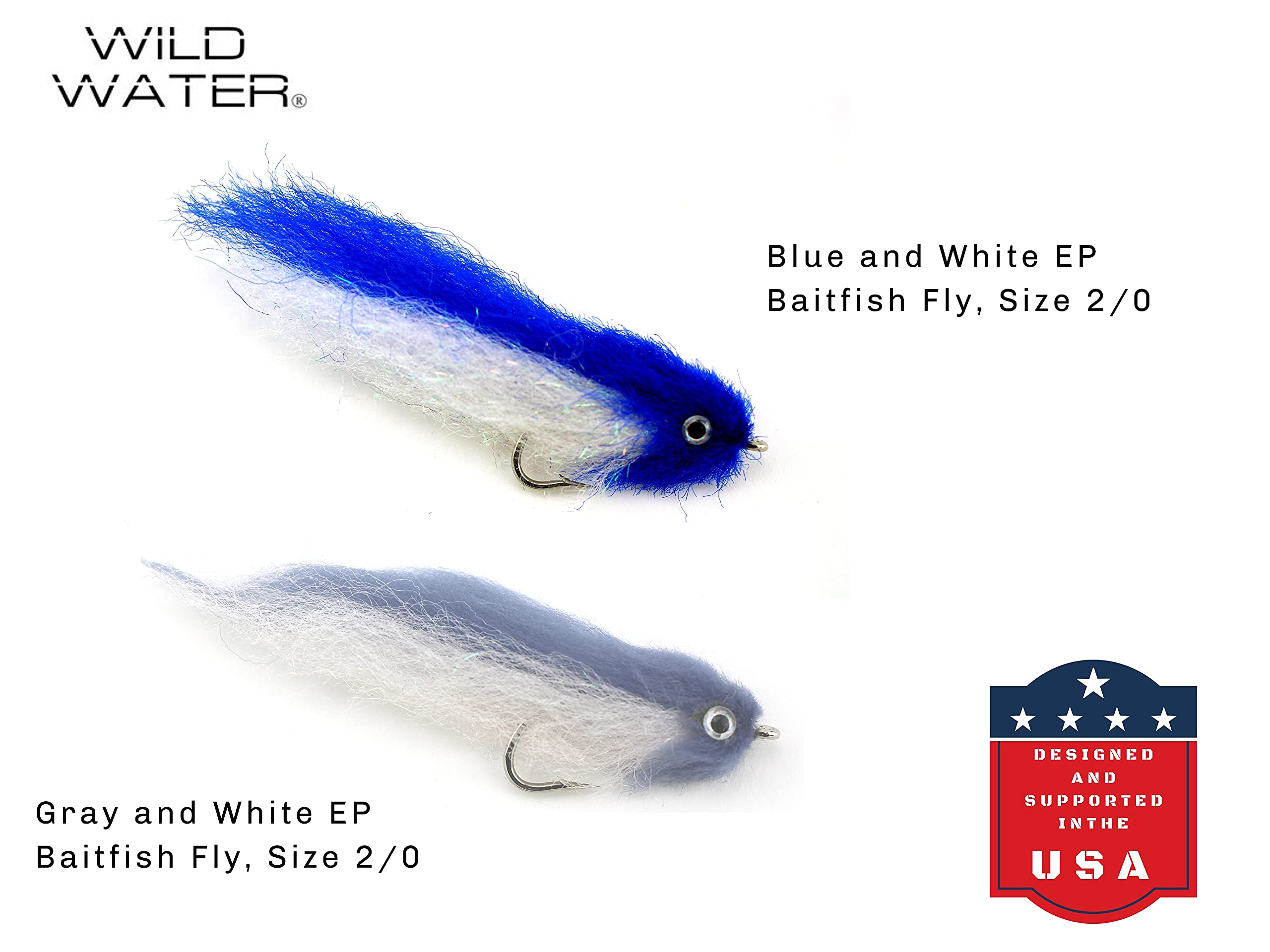 Wild Water EP Top Water Baitfish Fly Fishing Lure Assortment - 12 Saltwater & Freshwater Flies with 6-Section Fly Box - Perfect for Trout, Bass, and Pike Fishing in Rivers and Lakes