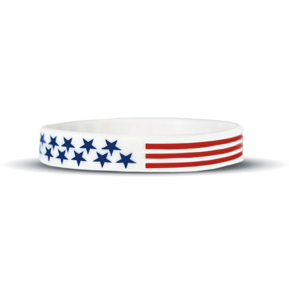 USA Flag Wristbands - Patriotic American Bracelets for Men & Women - Red White Blue Wrist Bands for Sports, Rallies, Concerts & 4th of July Celebrations