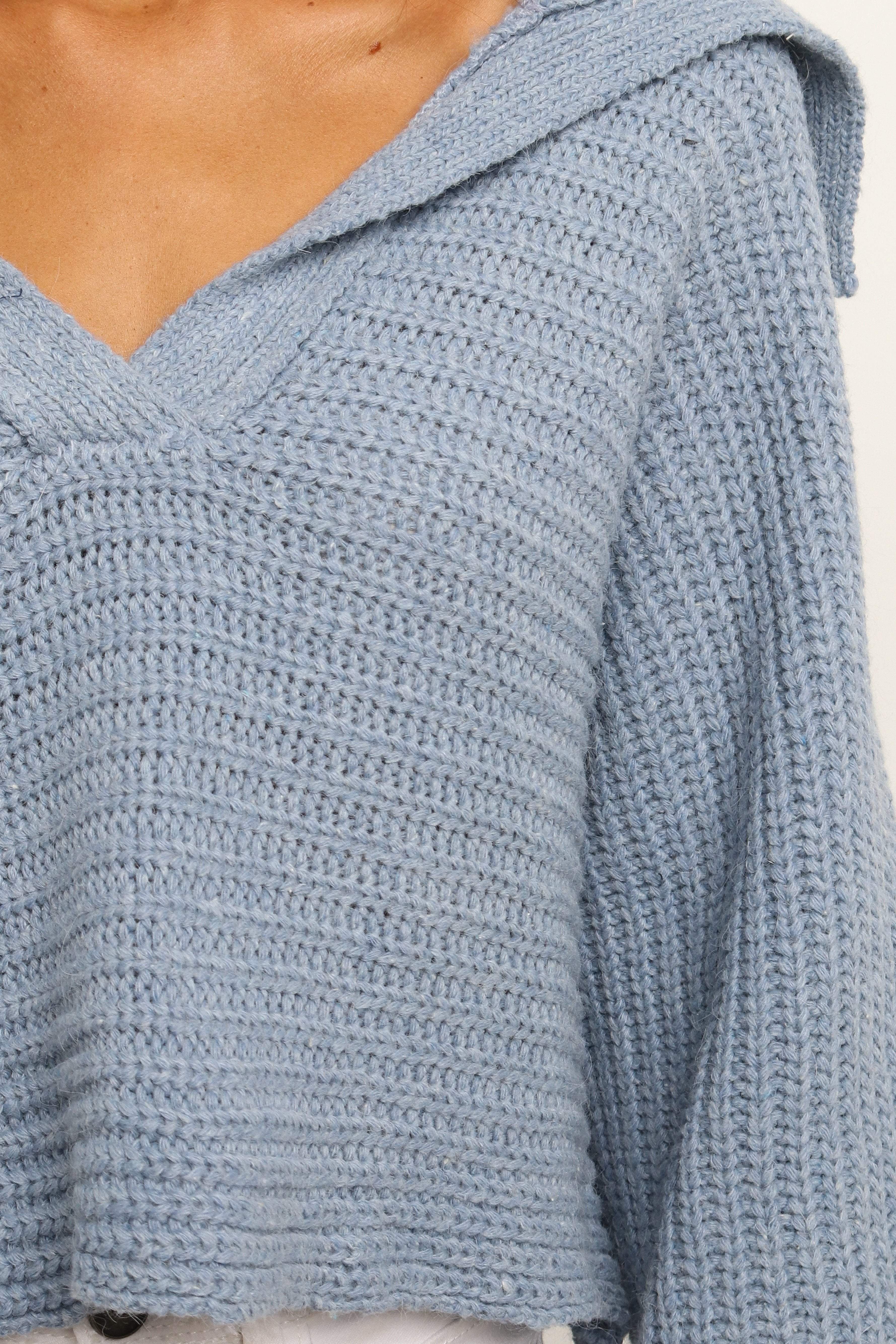 Declan Knit Sweater for Women - Soft & Cozy Blue Pullover | Perfect for Fall & Winter Outfits, Casual Wear & Layering