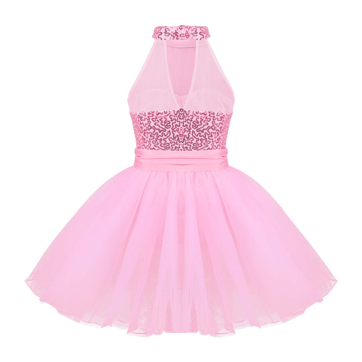 **Shiny Sequined Ballet Leotard Tutu Dress for Girls - Mesh Splice Dancewear for Gymnastics, Ballet & Performance - Perfect for Recitals, Competitions & Dance Classes**