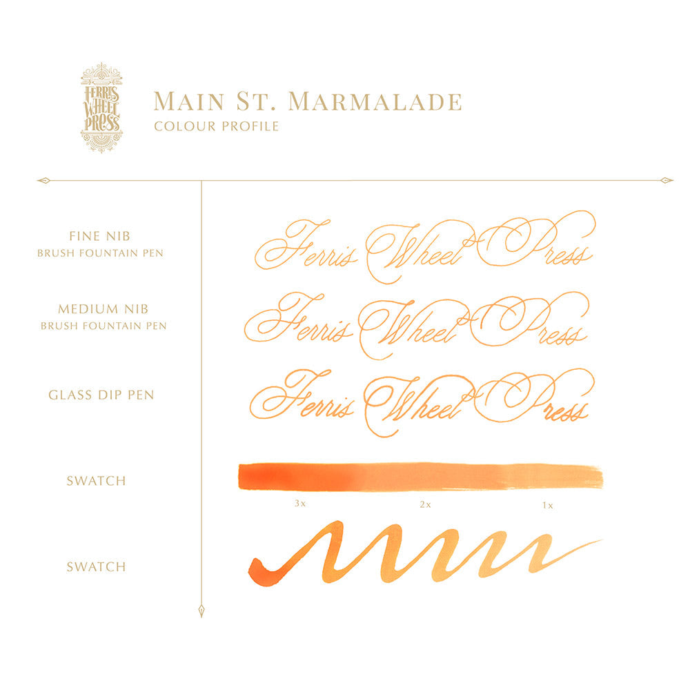 38ml Main St. Marmalade Ink - Premium Quality Writing Ink for Fountain Pens, Calligraphy & Art Projects - Perfect for Journaling, Letter Writing and Creative Arts