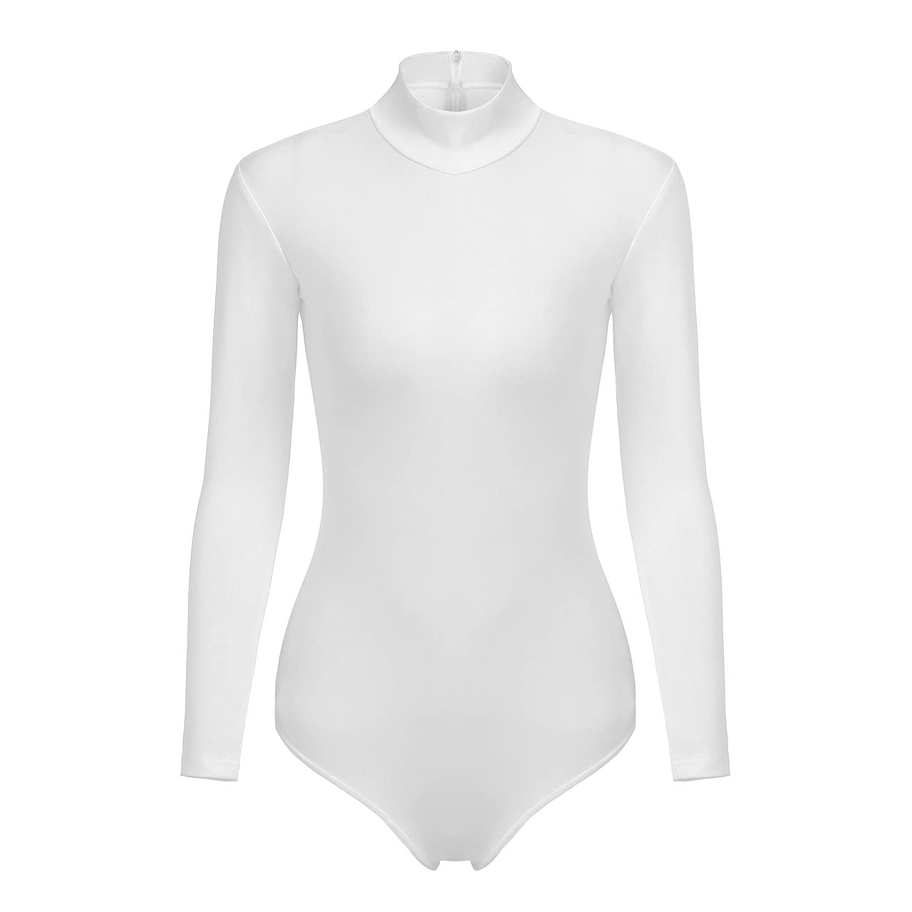 SUPRNOWA Women's Long Sleeve Turtleneck Leotard - Spandex Dance Bodysuit for Ballet, Yoga & Workout - Stretchy Fitness Bodysuit for Gymnastics & Dance Performance