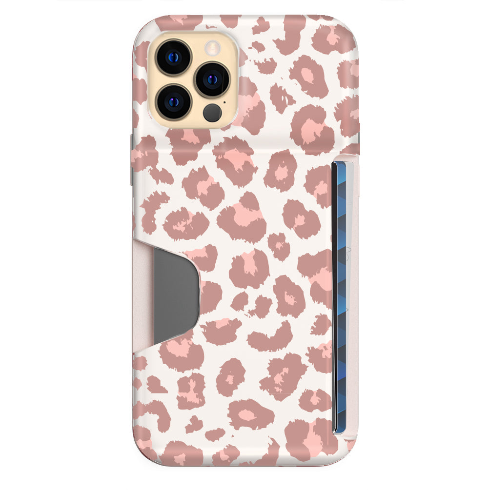 Blush Leopard Print iPhone Wallet Case - Slim Protective Cover with Card Holder for iPhone 12/13/14 Pro Max | Perfect for Travel, Shopping & Everyday Use